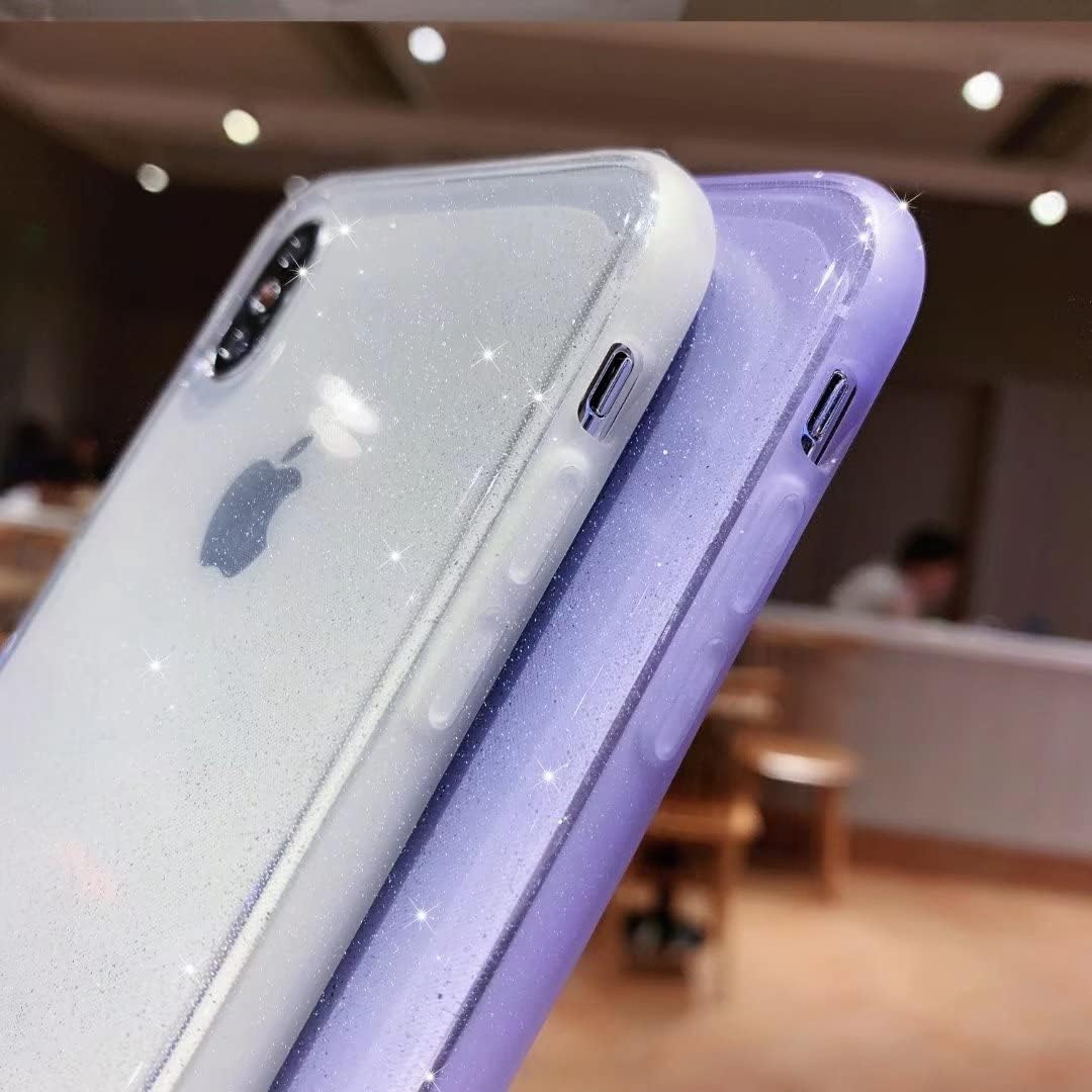 Case for iPhone Xs Max,Anynve Clear Glitter Sparkle Bling Case [ Anti-Shock Matte Edge Bumper Design] Cute Slim Soft Silicone Gel Case Compatible for Apple iPhone Xmax 6.5''-Blue
