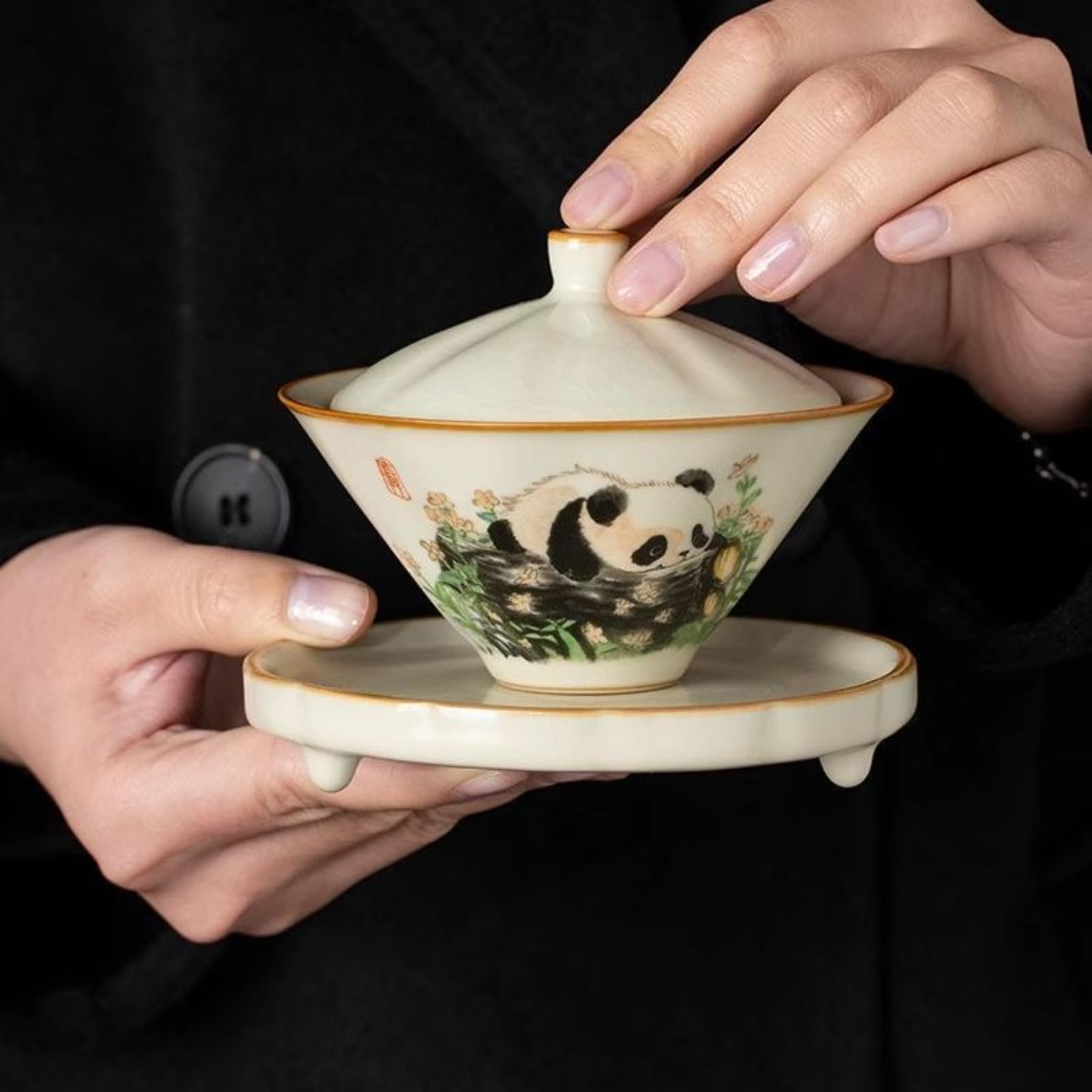 Gaiwan service à thé céramique Ru Kiln 130 ml, un cadeau raffiné de Kung Fu