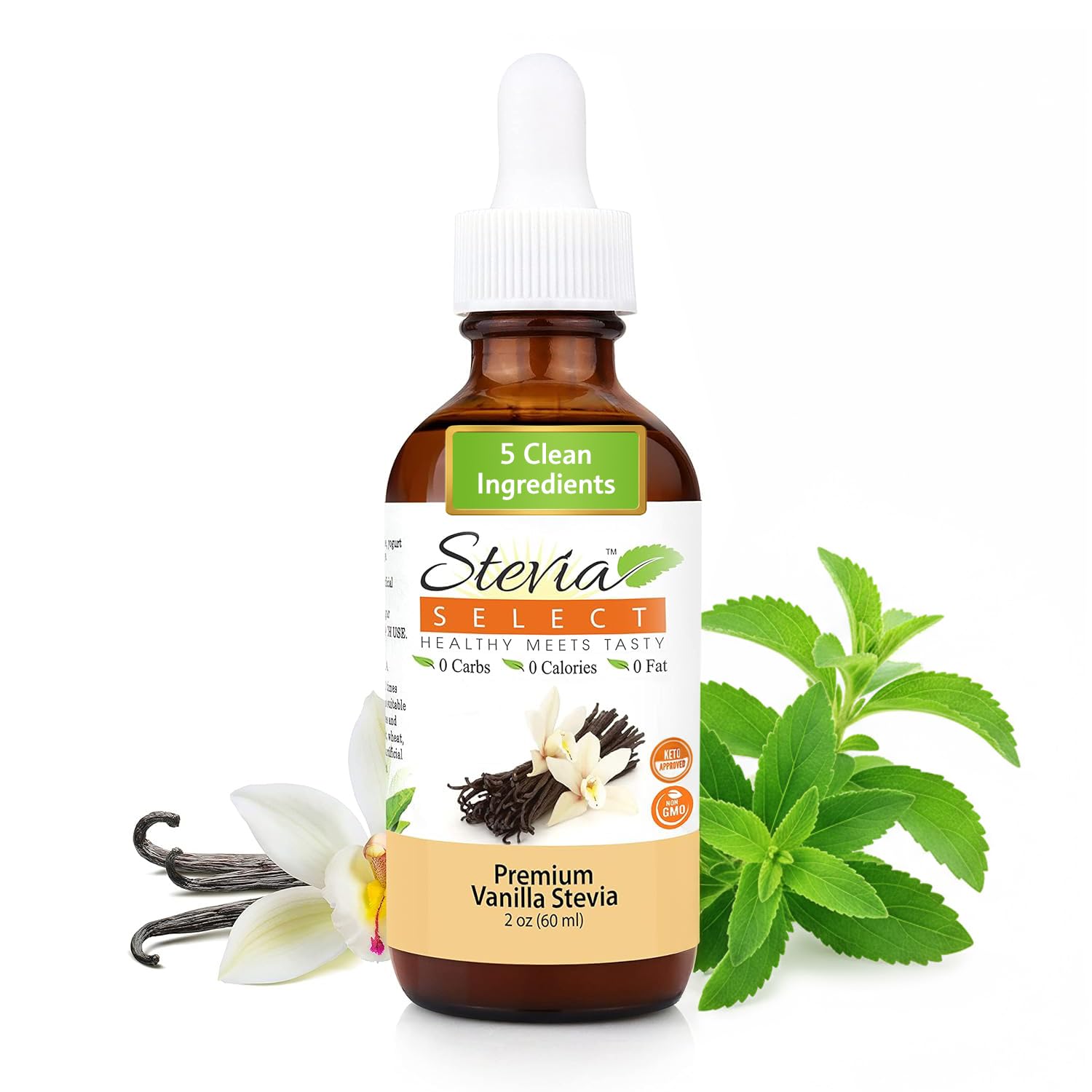 Stevia Select Vanilla Pure Flavored Liquid Stevia – Zero Calorie Coffee, Tea, Drink & Baking Sweetener, All-Natural, No Erythritol, Keto-Friendly Sugar Alternative, 300 Servings – 2 Oz (1 Pack)
