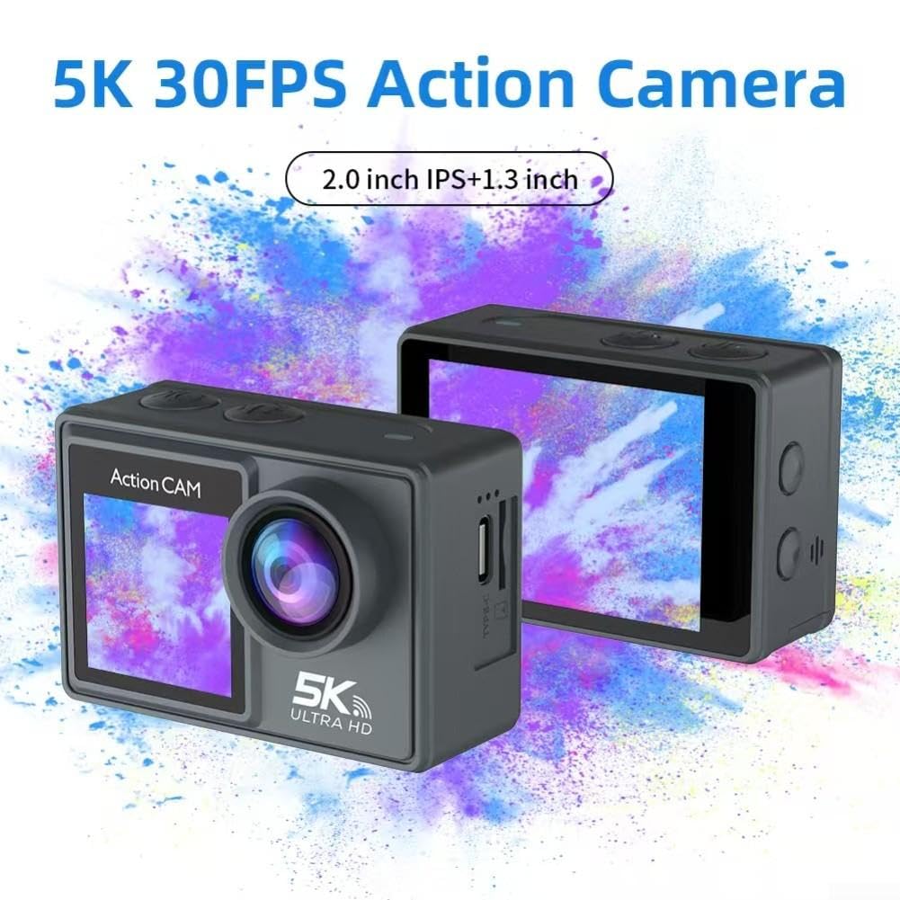 Pour caméra d'action 5K 30FPS Dual Screen 30M étanche pour