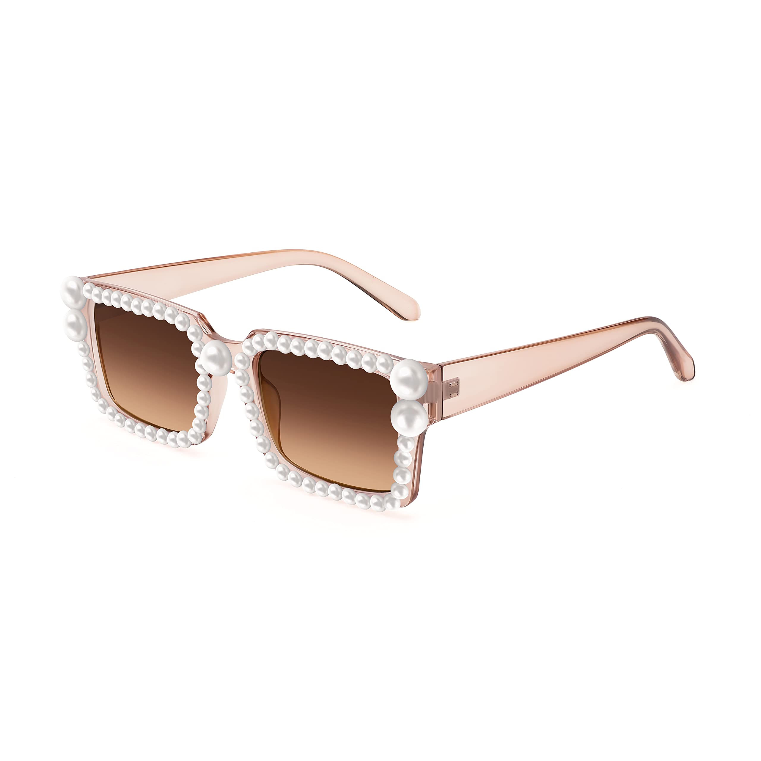 FEISEDY Fashion Pearl Sunglasses for Women Cute Square Sunglasses Candy Colors Party Sun Glasses B2327
