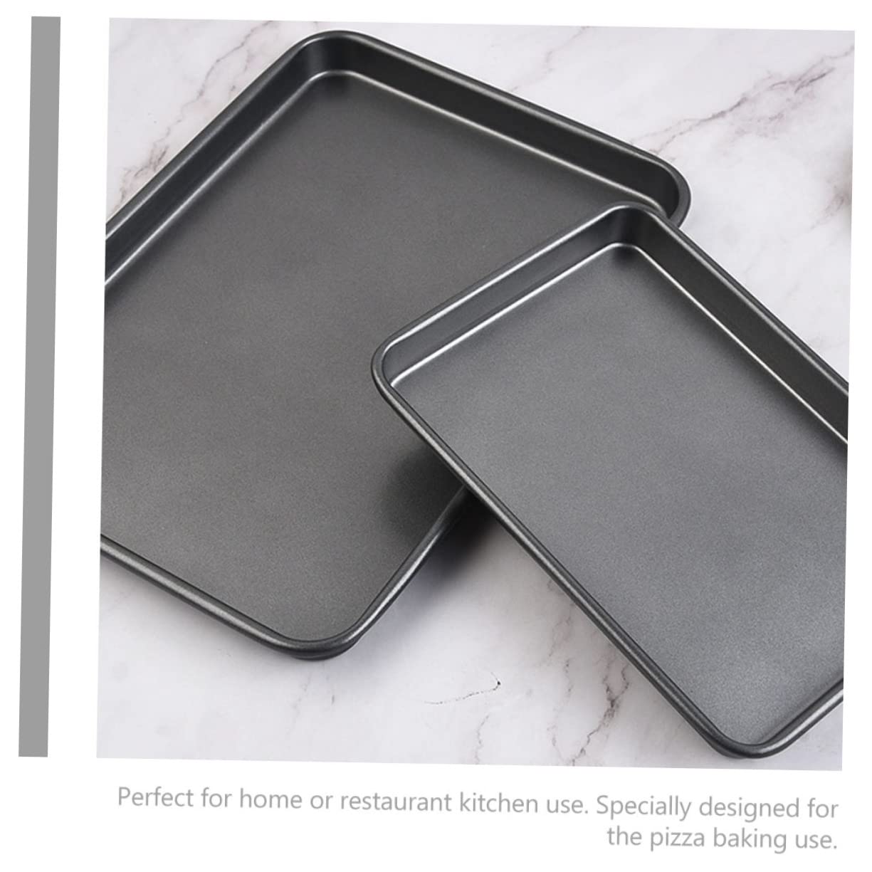 Zerodeko Plaques de Cuisson Antiadhésives Faciles à Nettoyer Rectangulaires, Lot de 2, en Acier au Carbone Noir, pour Pain et Gâteaux, la Cuisine Maison