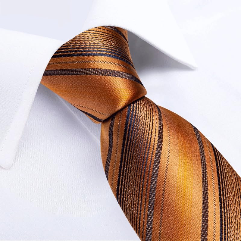 Set de corbata de seda para hombre con pañuelo y gemelos miniatura 3