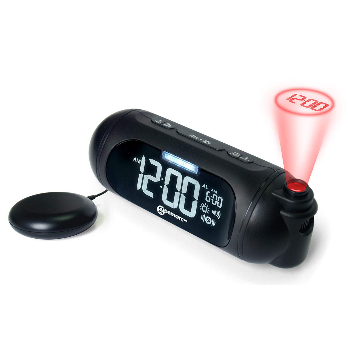Analoge Wekker voor Slechthorenden met 80dB Luide Zoemer, Flitslicht en Trilkussen - De WAKE 'N' SHAKE Vintage Wekt Zware Slapers - USB-Oplaadpoort