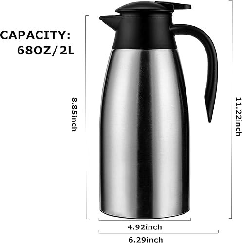 Miniatura 5 de Airpot - Dispensador de café con bomba, dispensador de bebidas calientes, jarra de café térmica aislada para mantener caliente  agua fría, bebidas