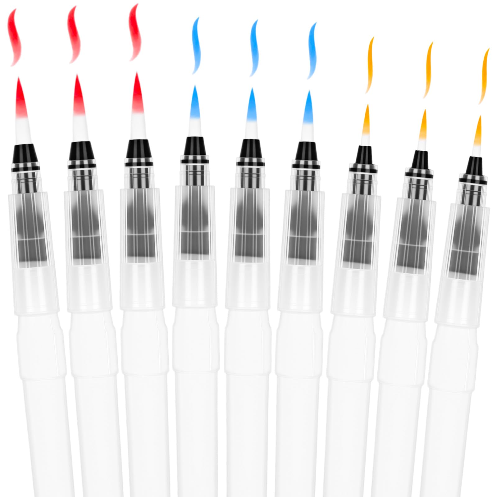 AmazingSpark Lot de 60 stylos pinceaux à eau, 3 tailles pointues pour aquarelle, stylos de dessin à l'eau avec sac en velours pour peinture