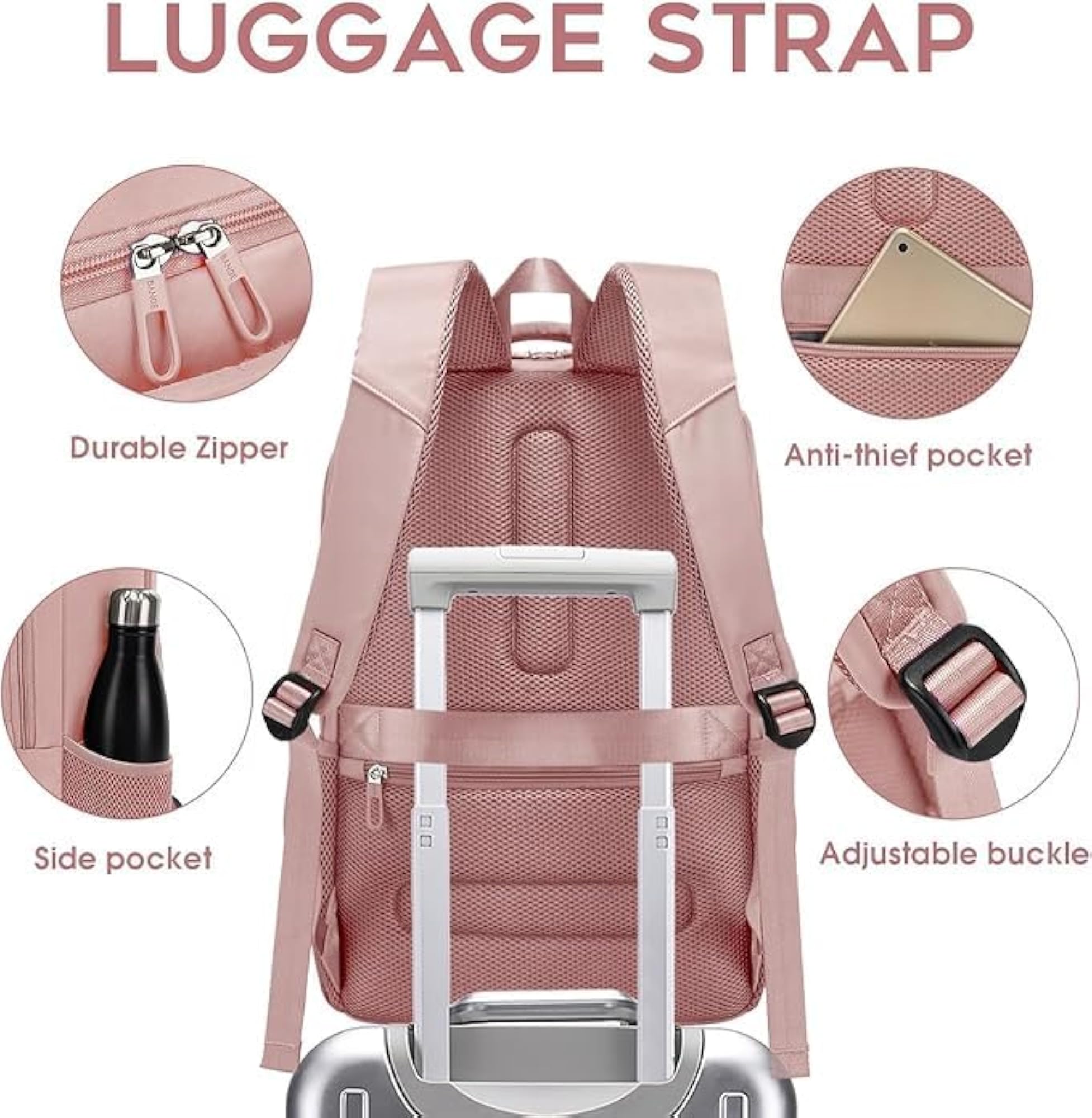 Adorable Lightweight Backpack for Women & Girls, 14" Laptop Compartment