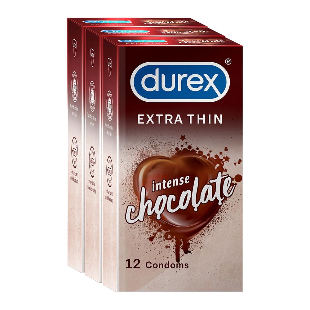Durex Extra Thin Intense Chocolate Flavoured Condoms For Men -12s (Pack of 3)-image-48