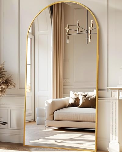 Vista 45 de Espejo de longitud completa, de 58 x 19 pulgadas, de suelo, arqueado, de pie, no empotrado, con soporte, colgante, montado para dormitorio, sala