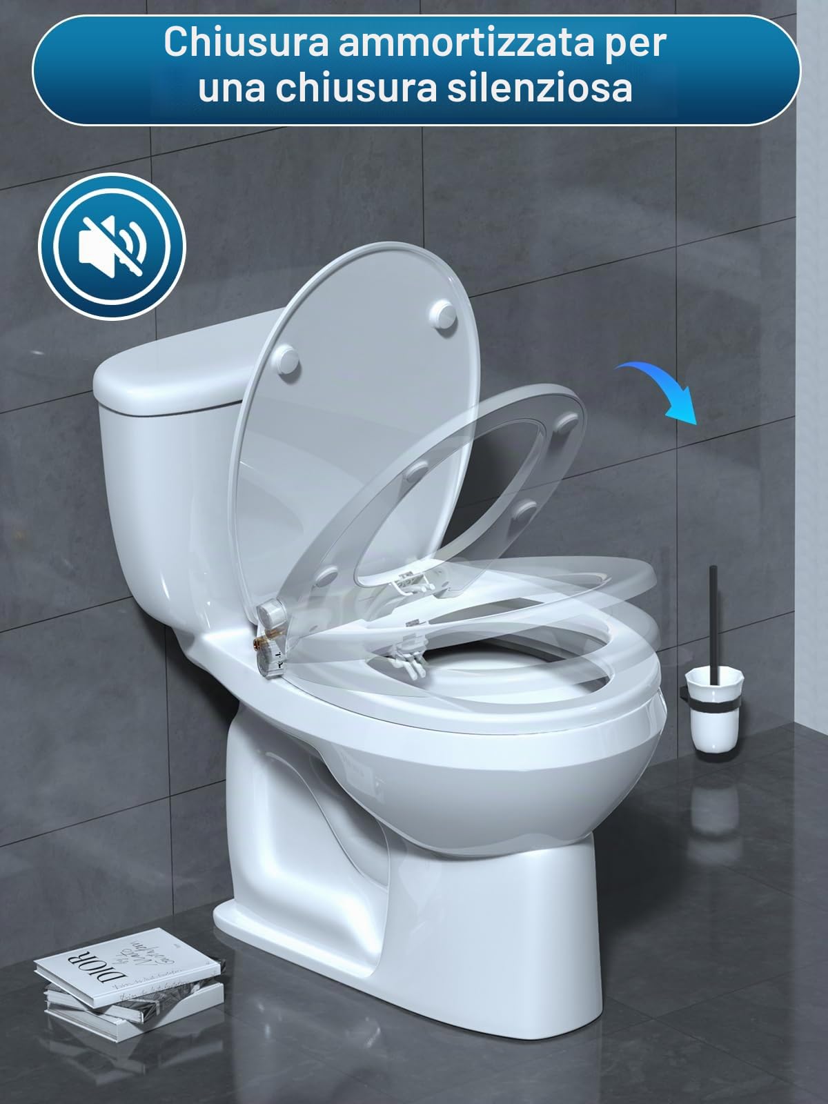 YEAUPE PRO - Sedile WC con chiusura rallentata e bidet, universale, ovale, bianco, non elettrico, con doppi ugelli autopulenti, schienale separato e pulizia femmina (ovale bianco)