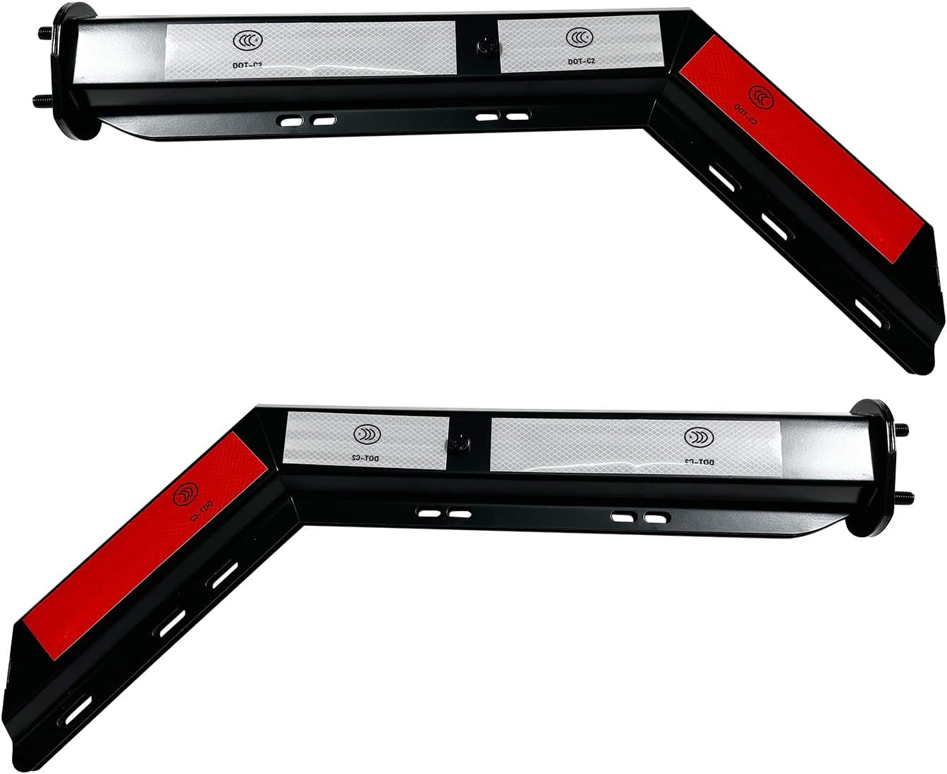 Pair 30.25'' Heavy Duty Black 2.5" Bolt Spring Loaded Mud Flap Hanger Angled RH & LH for Semi Truck Black Steel