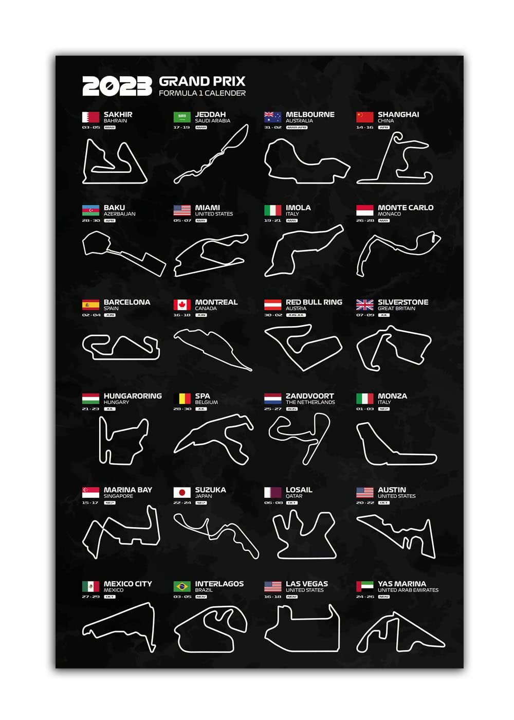 Buy RAOWPAA Formula 1 Track F1 Racing 2023 Track Wall Art Picture Print canvas painting Modern