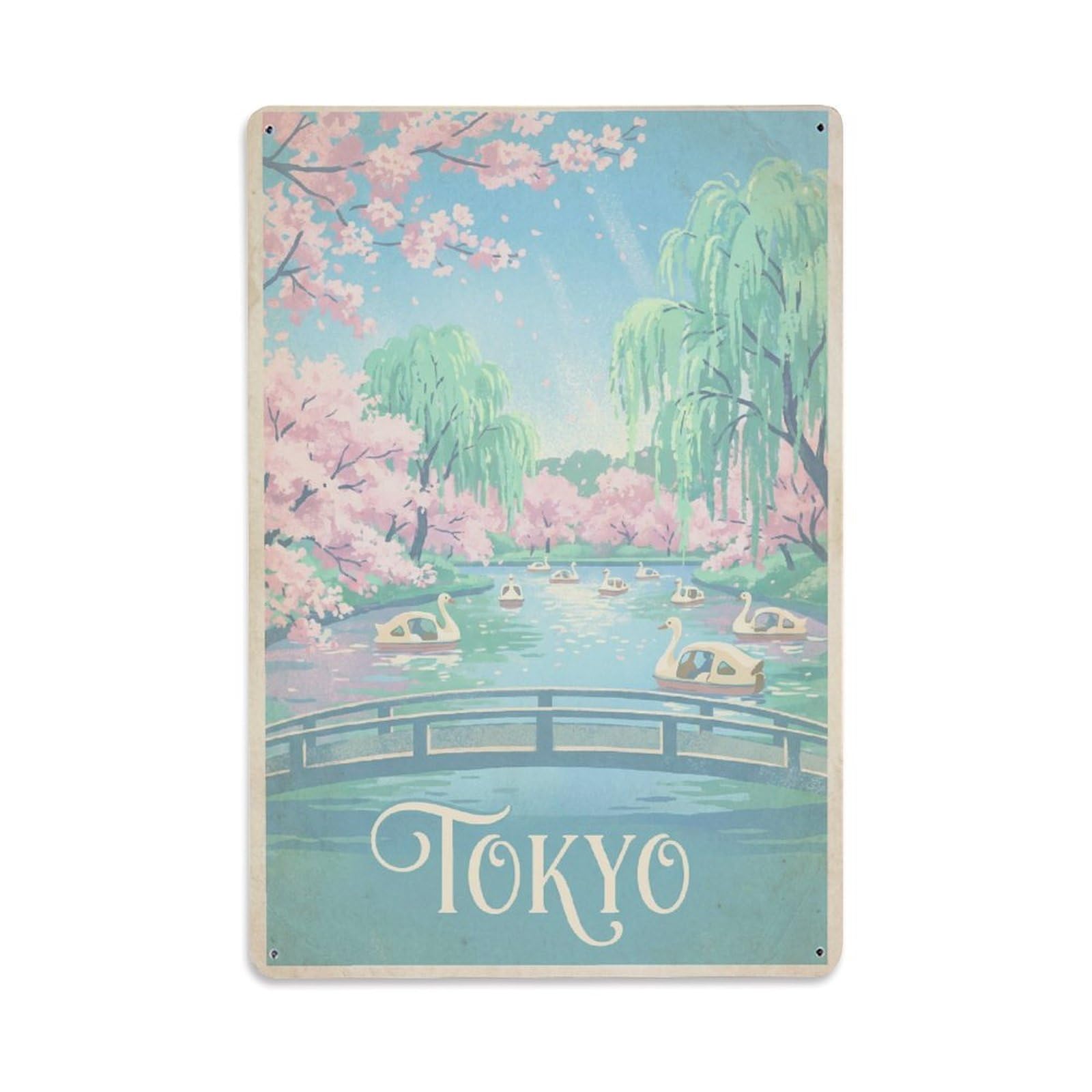 Gead 8X12inch Style Vintage Travel Tokyo Japan Inokashira Metal Tin Sign