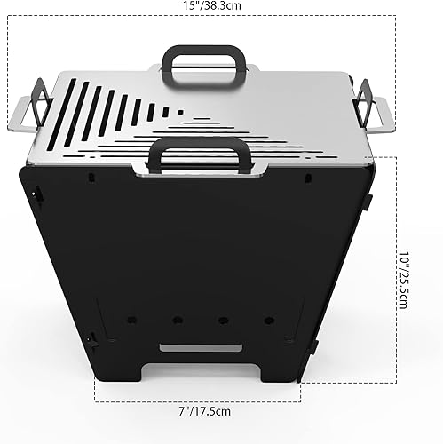 Miniatura 2 de ONLYFIRE OUTDOOR LIVING Parrilla de carbón para barbacoa 2 en 1 y hoguera, hoguera desmontable de 15 pulgadas, parrilla portátil Yakitori Hibachi