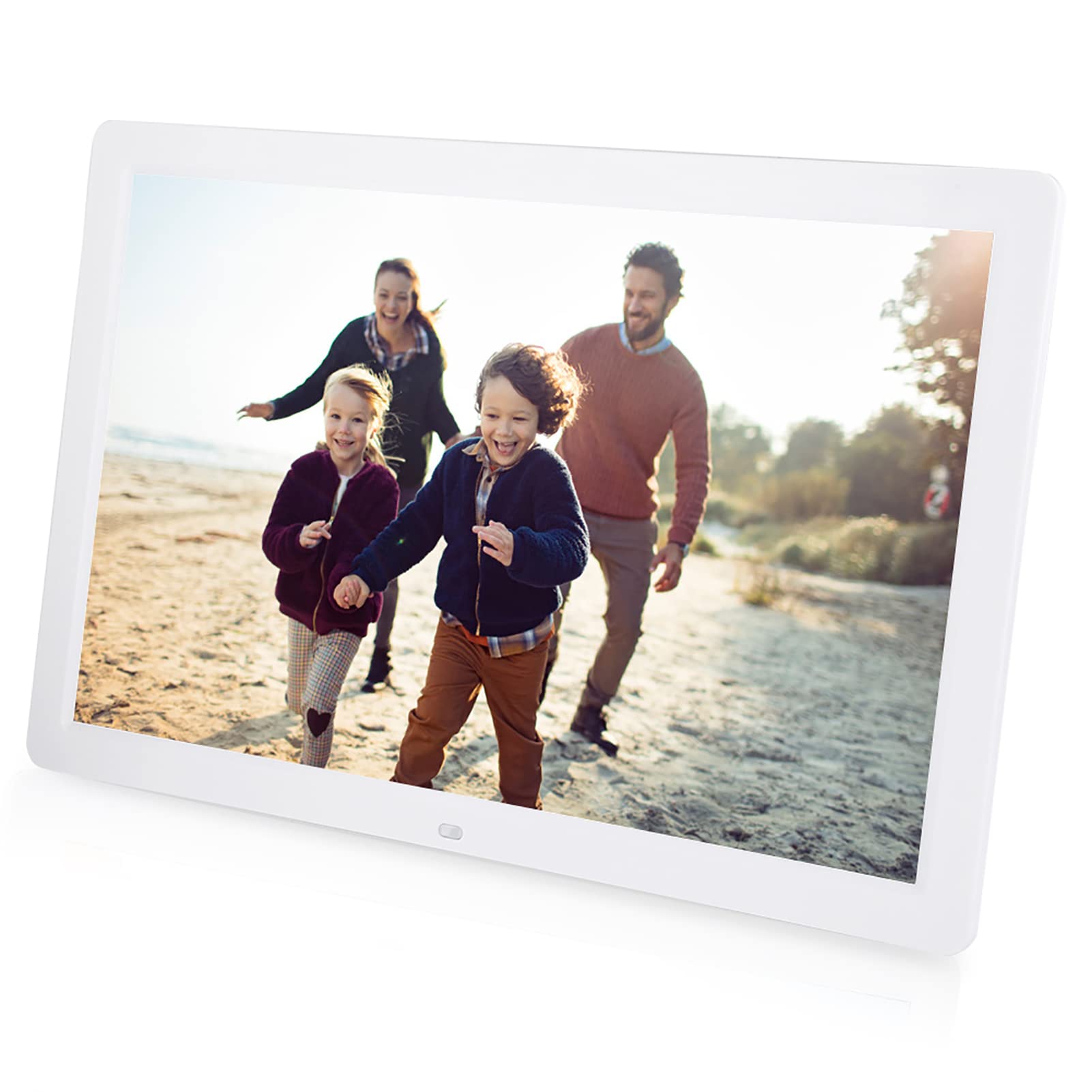 Cadre Photo numérique, 17 Pouces 1440 * 900 HD, Lecteur de Musique et vidéo/réveil/Calendrier Prend en USB et Carte SD de 32 Go (Blanc)