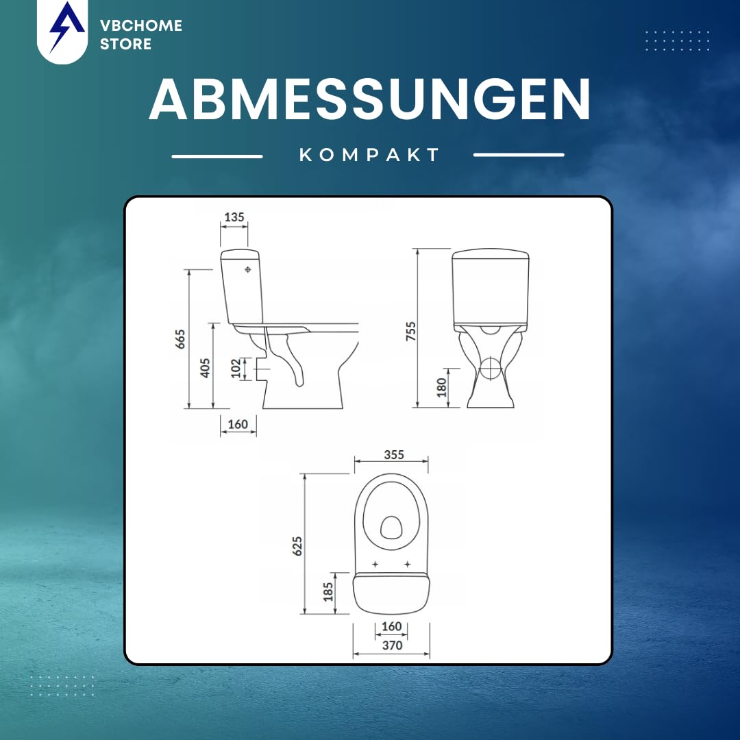 Completo per WC Toilette di ceramica stand – Set di design con cassetta wc – sedile in polipropilene per orizzontale uscita acqua collegamento Merida
