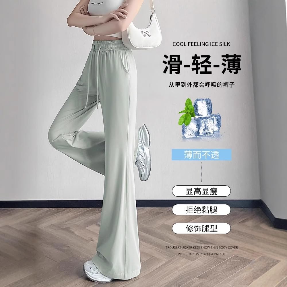 Bootcut Jazzpants damskie spodnie z lodowego jedwabiu, dla kobiet na lato, cienkie, szerokie, szybkoschnące, luźne, sportowe, do jogi, ochrona przed słońcem