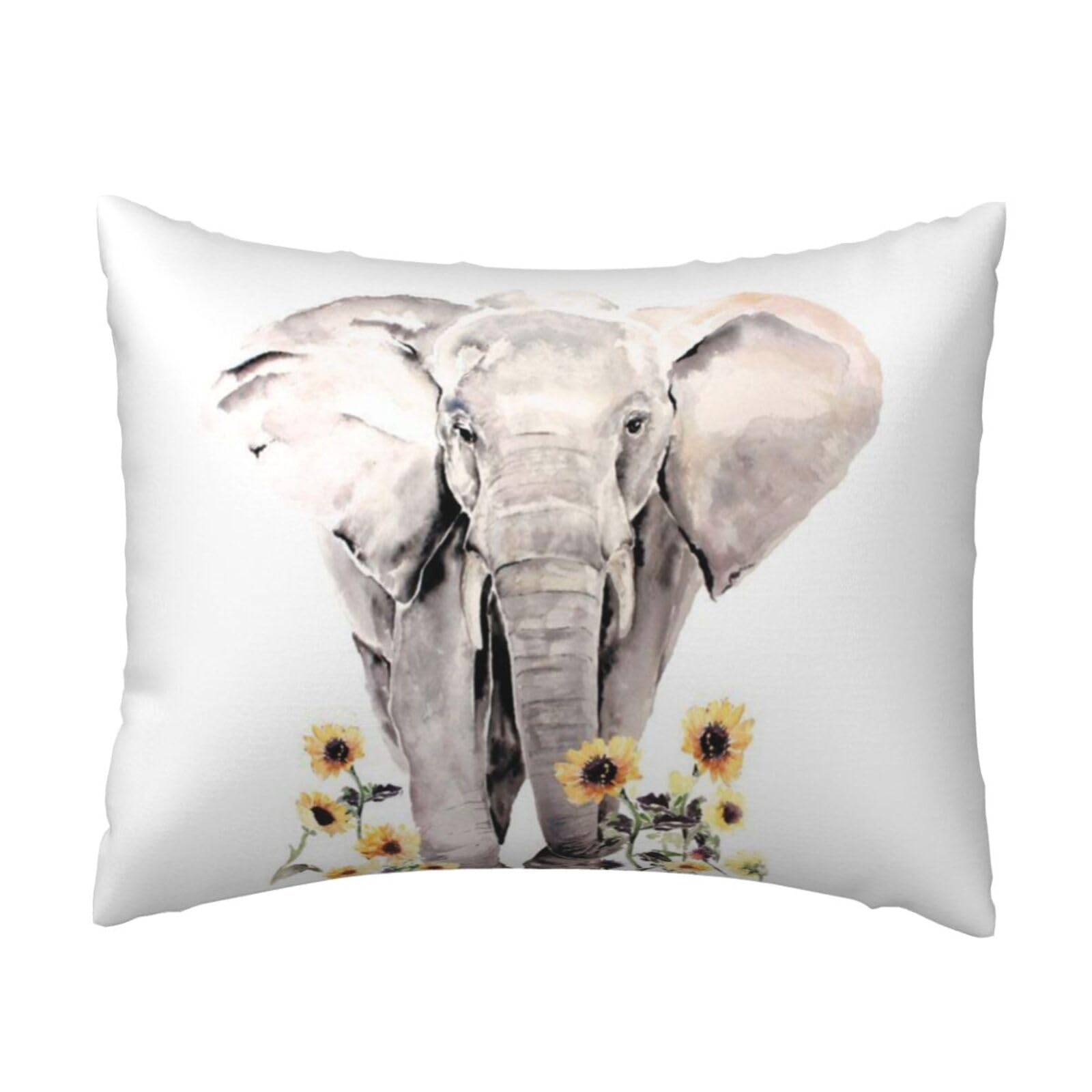 WSHFFILO Elephant and Sunflower printed Pillow Case 20x26in Decorative pillowcase Throw Pillow Cover