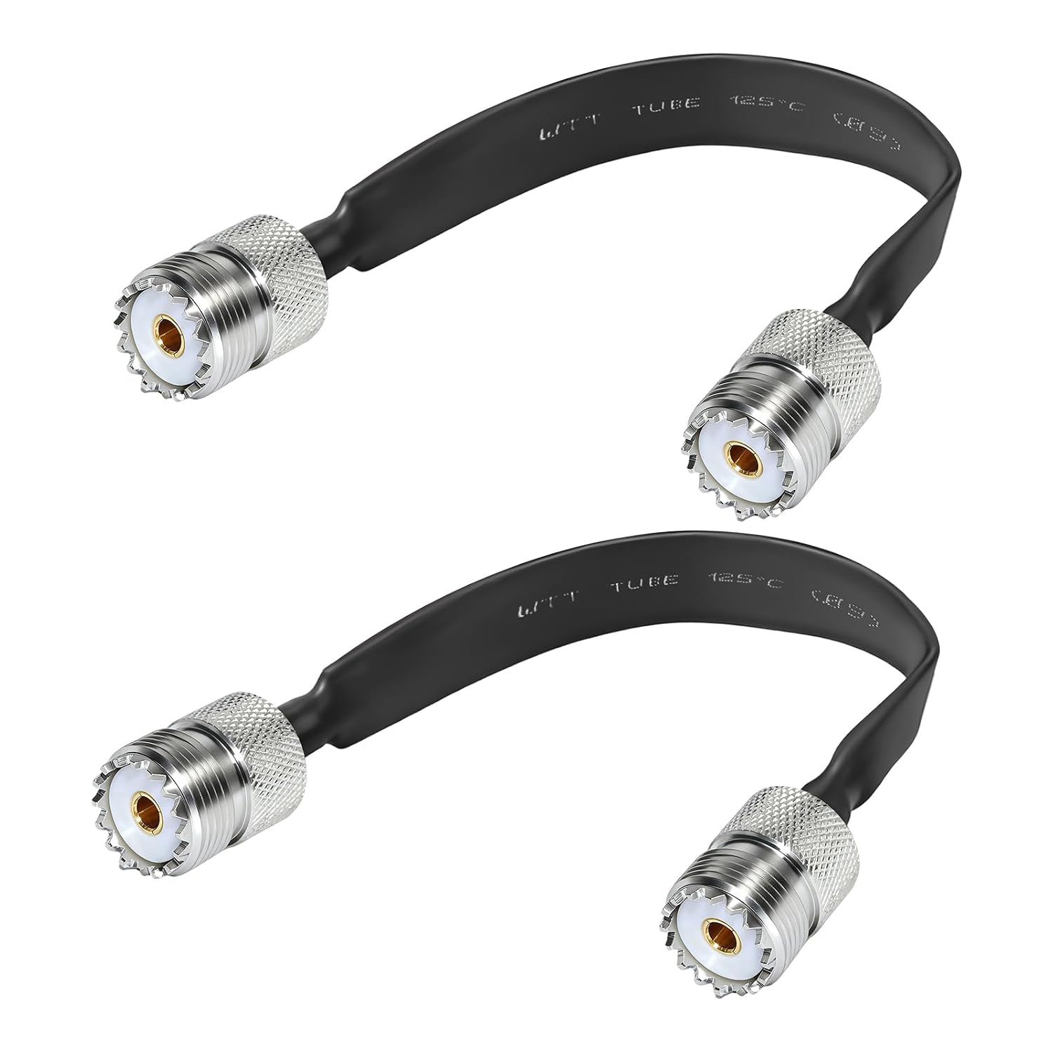 2PCS 19.7 Inch Coax Window Pass Through, SO239 UHF Female to UHF Female Flat Coaxial Cable for Windows/Doors 50 Ohm