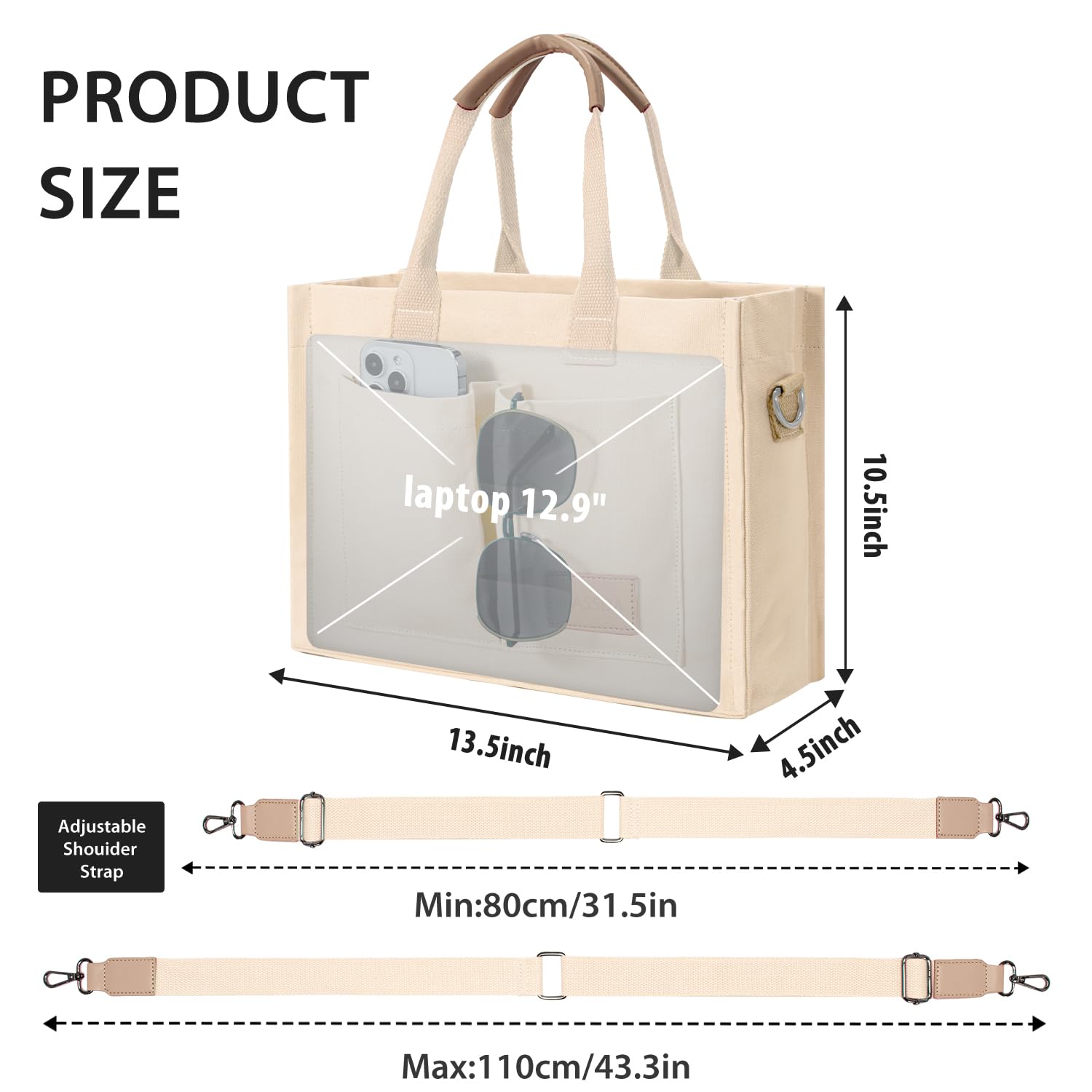 Canvas Tote Bag for Women Crossbody Work Laptop Purse with Pockets Top Handle Handbag for Travel Nurse Teacher