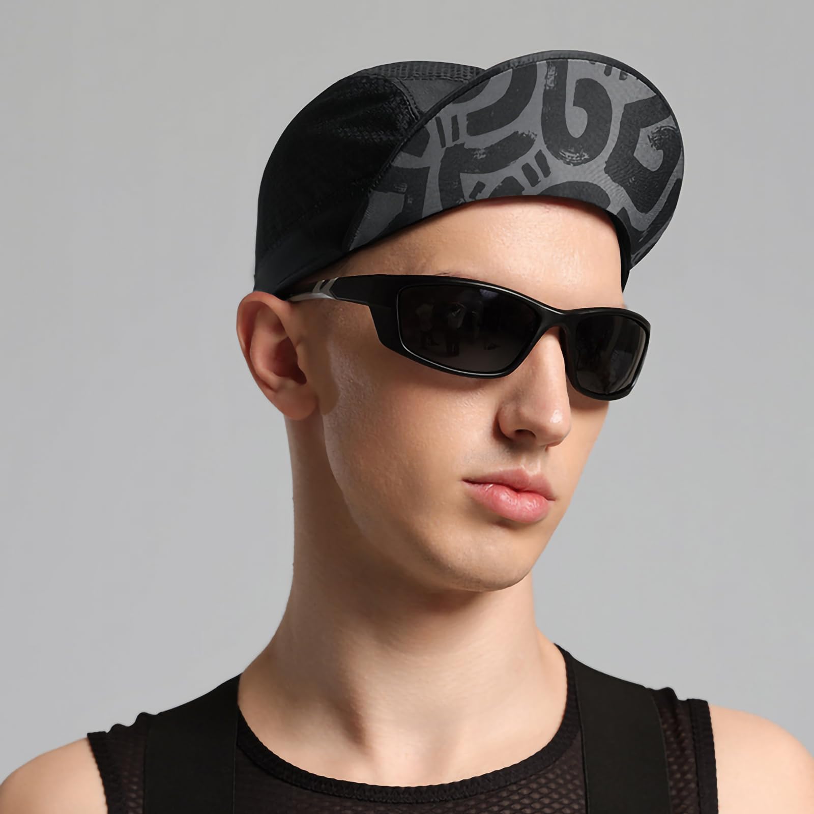 Cycling Cap Cooling Cycling Hat with Sun Visor Sun Protection Skull Cap for Men Women Under Helmet Black