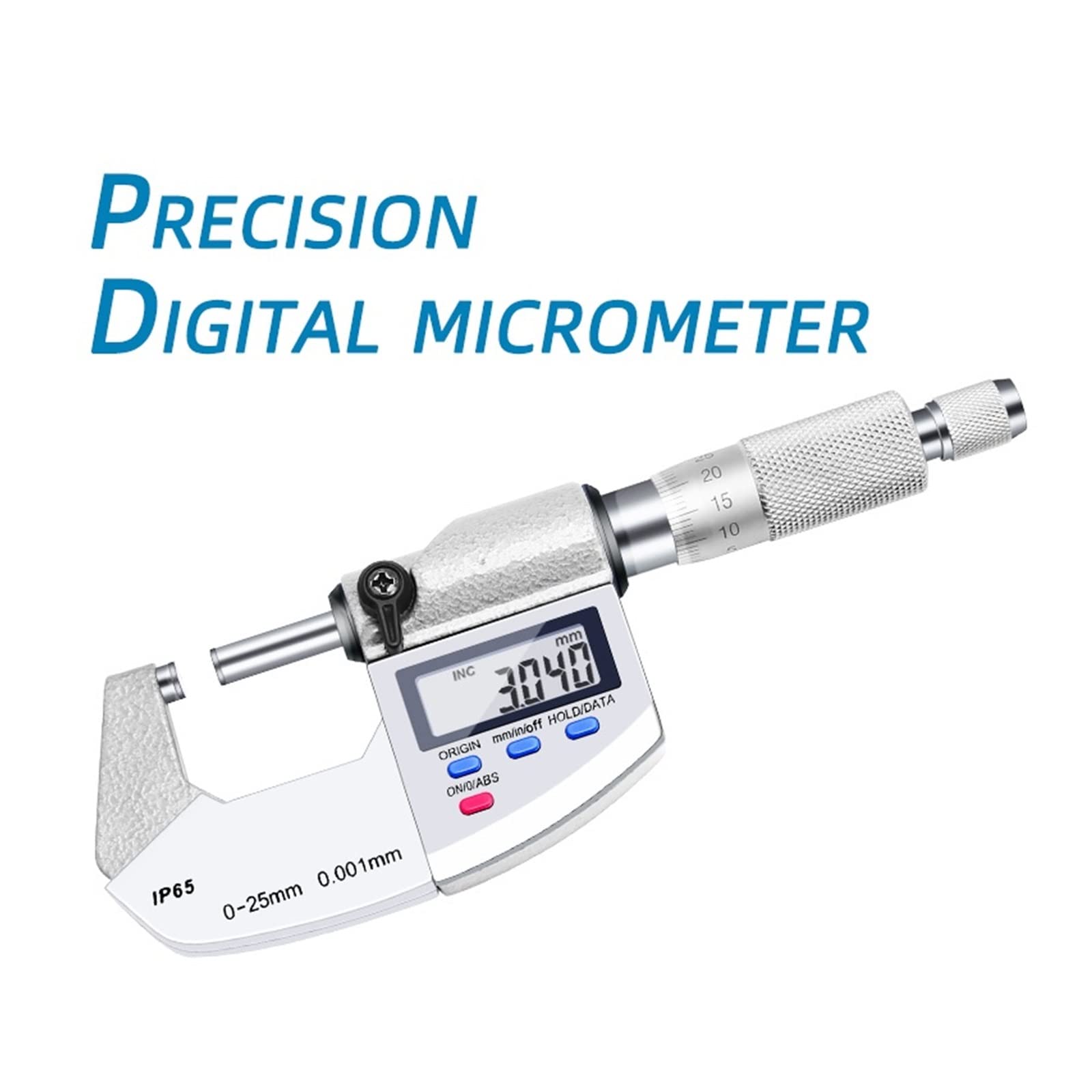 Digitale Bügelmessschraube Digitalmikrometer hoher Präzisions-Außendurchmesser Wandstätte 0,001 wasserdichte elektronische 0-25-50 mm(IP65 Waterproof,25-50mm)