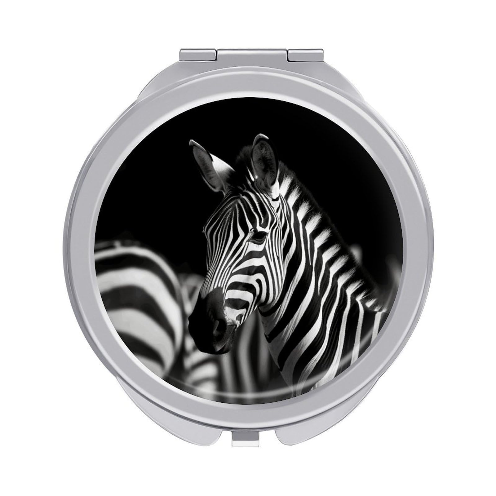 FekiLoot Black & White Zebra Makeup Mirror Compact Round Travel Makeup Mirror Portable Folding Handheld Pocket Mirrors for Handbag and Purses Gift Mini Mirrors