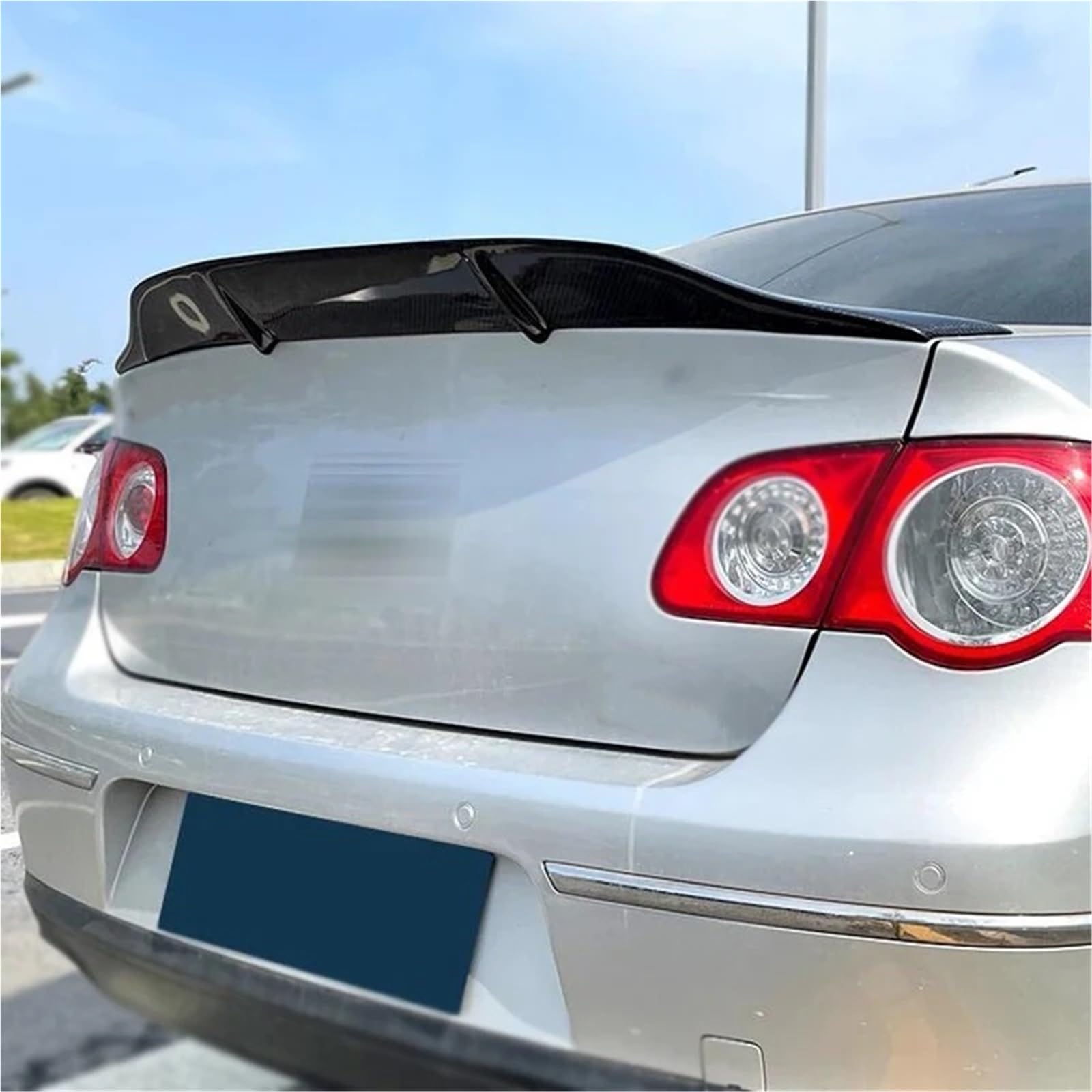 Kompatybilny z Volkswagen Passat B6 2005-2010 Spoiler z włókna węglowego Auto tylne skrzydło bagażnika typ R Ducktail wargi akcesoria(True carbon fiber)