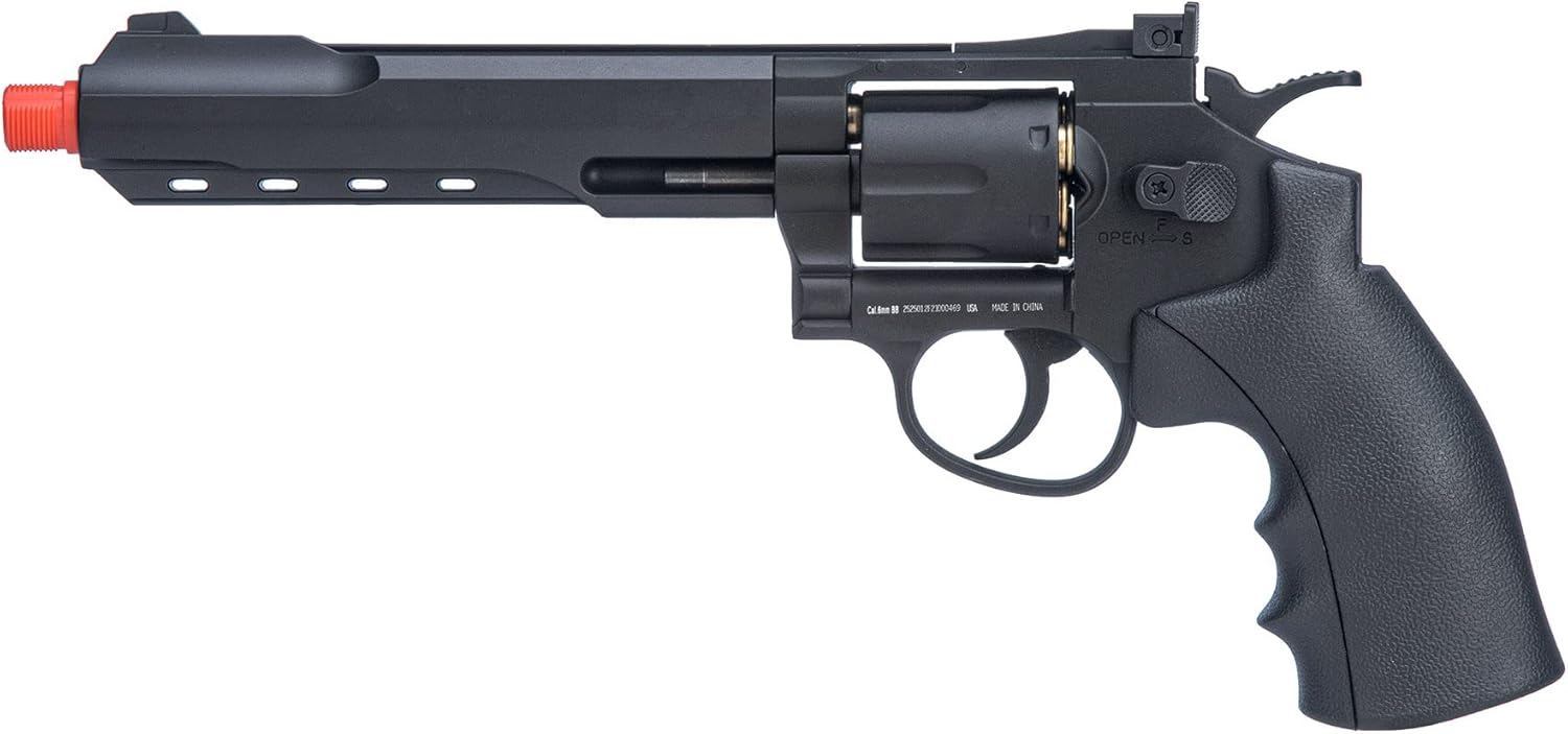 WellFire Airsoft Revolver G296C 12.2" CO2 Swing Out (Color: Black)