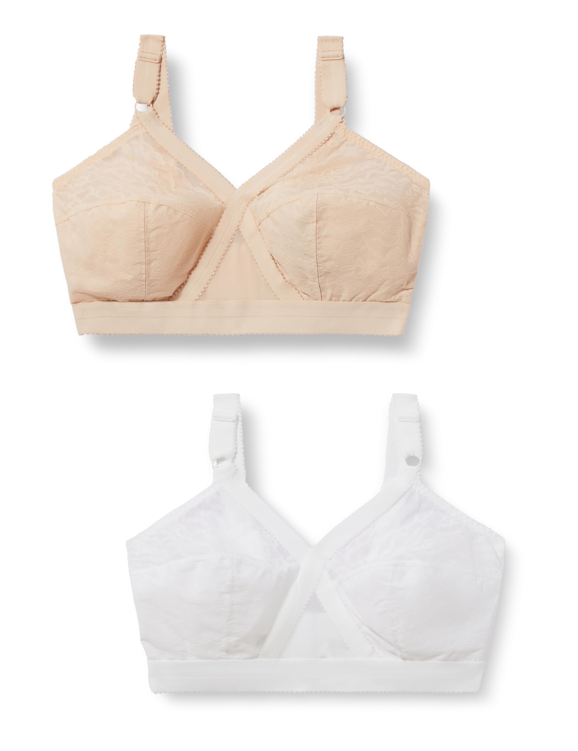 Playtex 2er-Pack Klassische BHS ohne Bügel mit Überkreuztem Herz-Ausschnitt für Damen x2