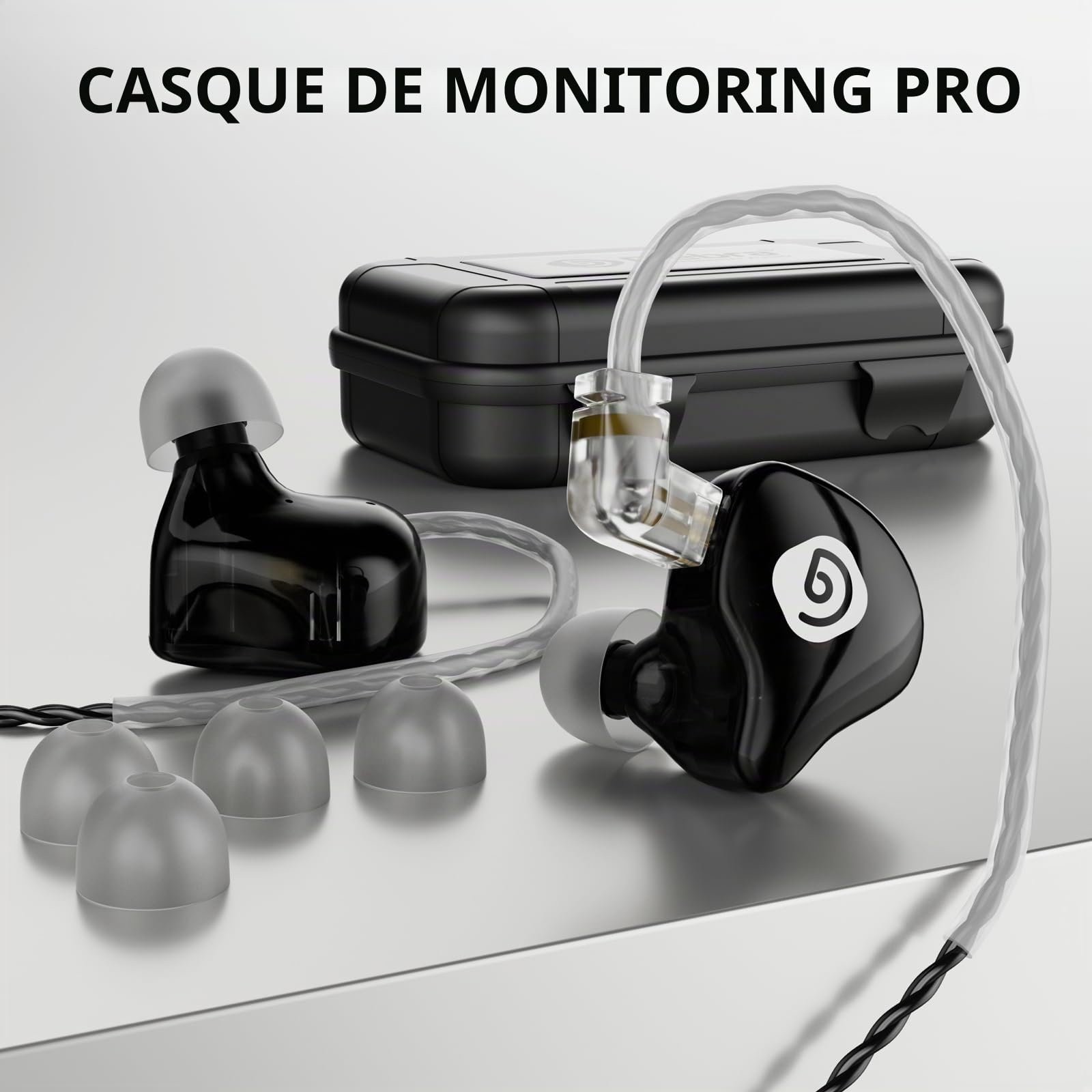 D Debra IE-210 Écouteurs IEM Hi-FI à Faible Distorsion pour Musicien, Câble Détachable 2 Broches, Isolation Phonique Passive pour Scène et Studio