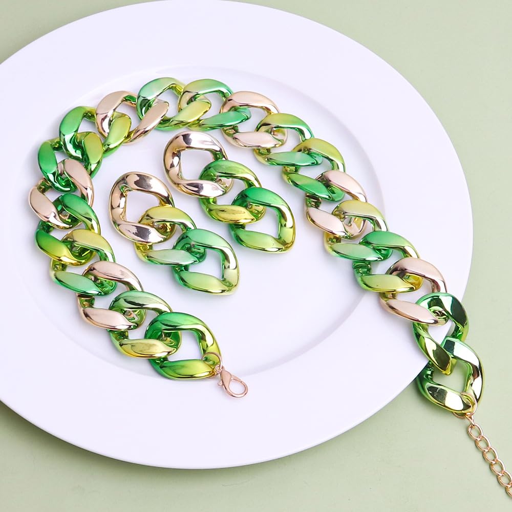 Collana lunga hip-hop punk stile sfumato collana catena colorata placcatura in plastica catena clavicola cubana per donne ragazze