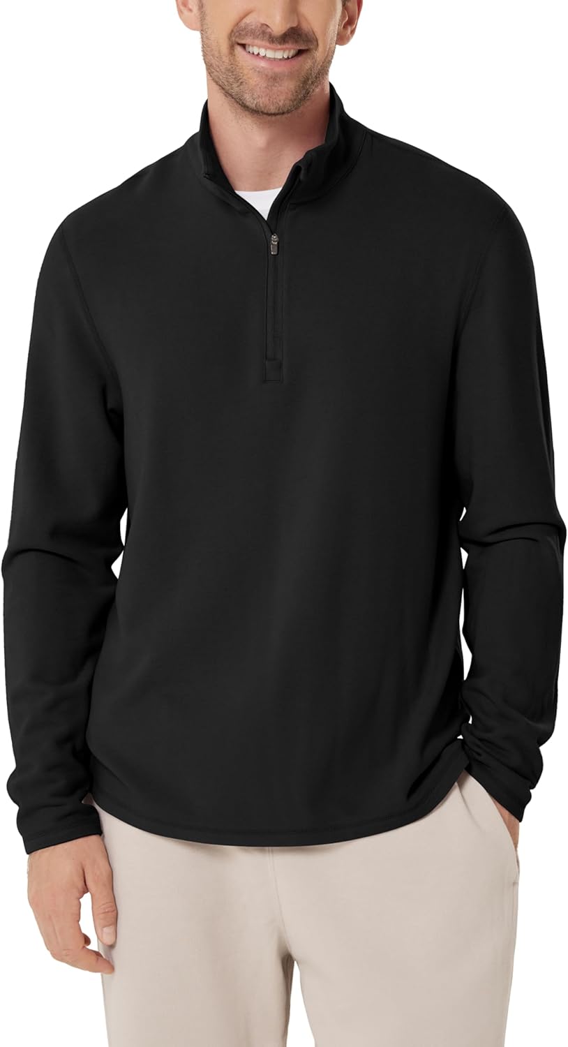 ODODOS Men's Stretch Fleece Half-Zip Sweatshirts – Ultra-Soft Cozy Warm Long Sleeve Shirt Mock Neck Pullover Tops
