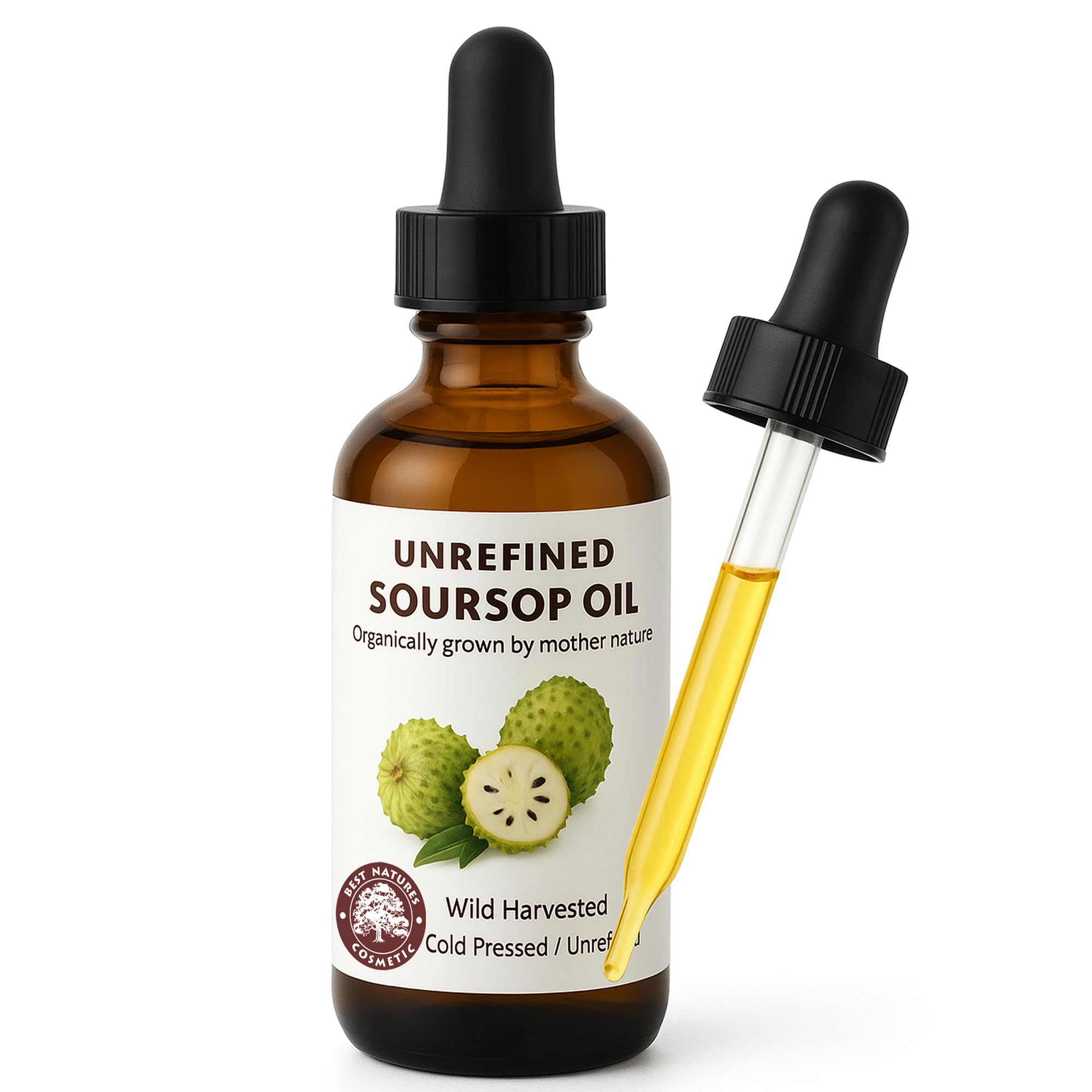 Best Nature's Cosmetics Virgin Soursop Oil (Graviola/Guanabana, Annona Muricata) – Organic, Cold-Pressed, Unrefined – 4oz - 120ml | Natural Facial Oil & Moisturizer for Dry or Sensitive Skin.