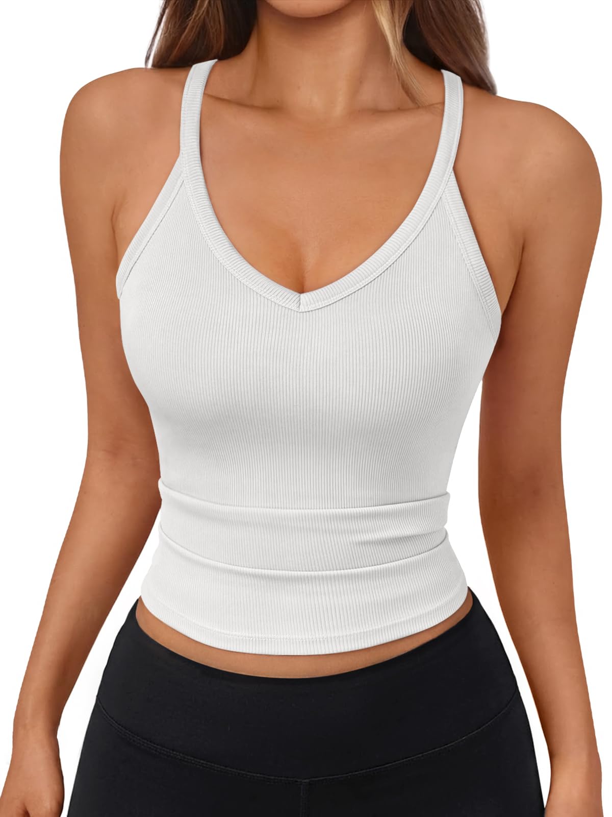Womens Workout Tank Tops Racerback Summer 2026 Camisole Top V Neck Ribbed Sleeveless Beach Fashion Clothes