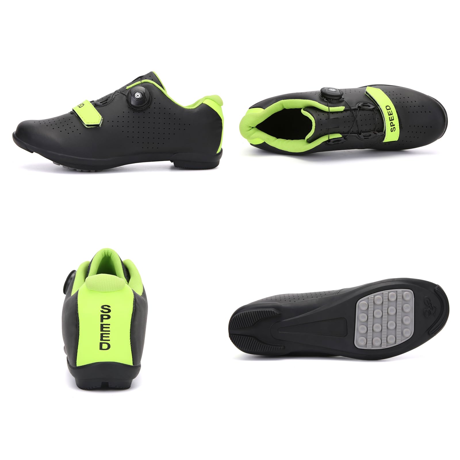 Zapatillas De Ciclismo, Zapatillas De Bicicleta De Montaña Y Carretera con Suela De Goma, Zapatillas De Bicicleta Sin Bloqueo con Sistema De Cordones De Rotación Rápida