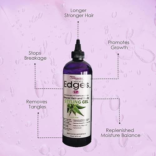 Miniatura 8 de Hicks edges Gel natural para peinar el cabello y el cuero cabelludo con aloe - 16 onzas