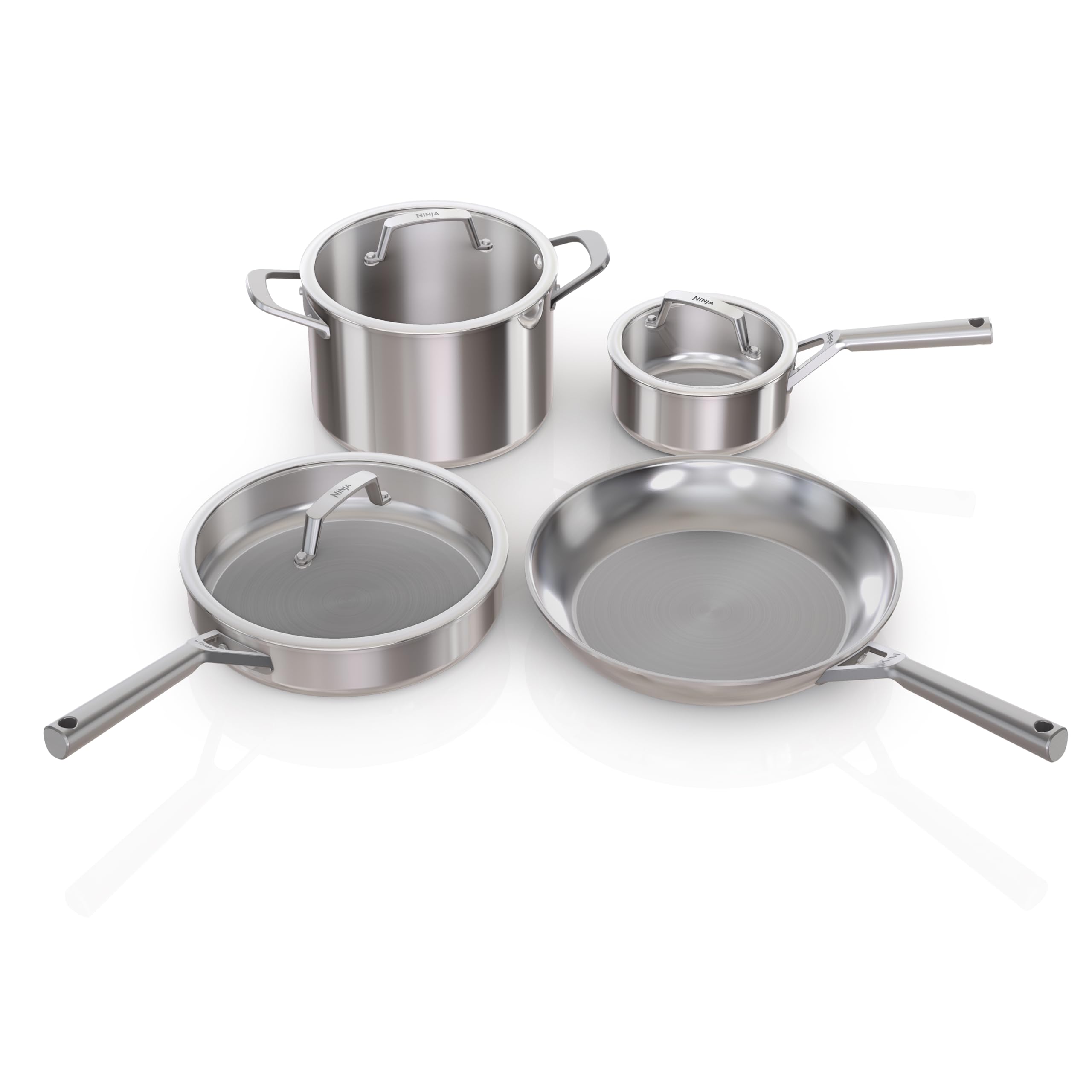 Ninja EverClad Stainless Steel Cookware 7 Piece Pots & Pans Set