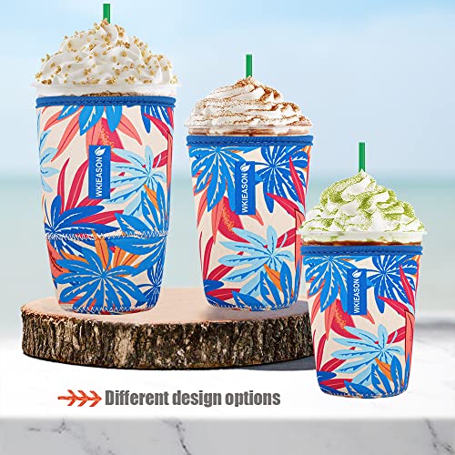 Image of Reusable Iced Coffee Insulator Sleeve for Cold Beverages and Neoprene Cold Coffee Cup Sleeves Cooler Cover 16-32OZ for Coffee Cups, McDonalds, Dunkin Donuts, More(Maple leaf)