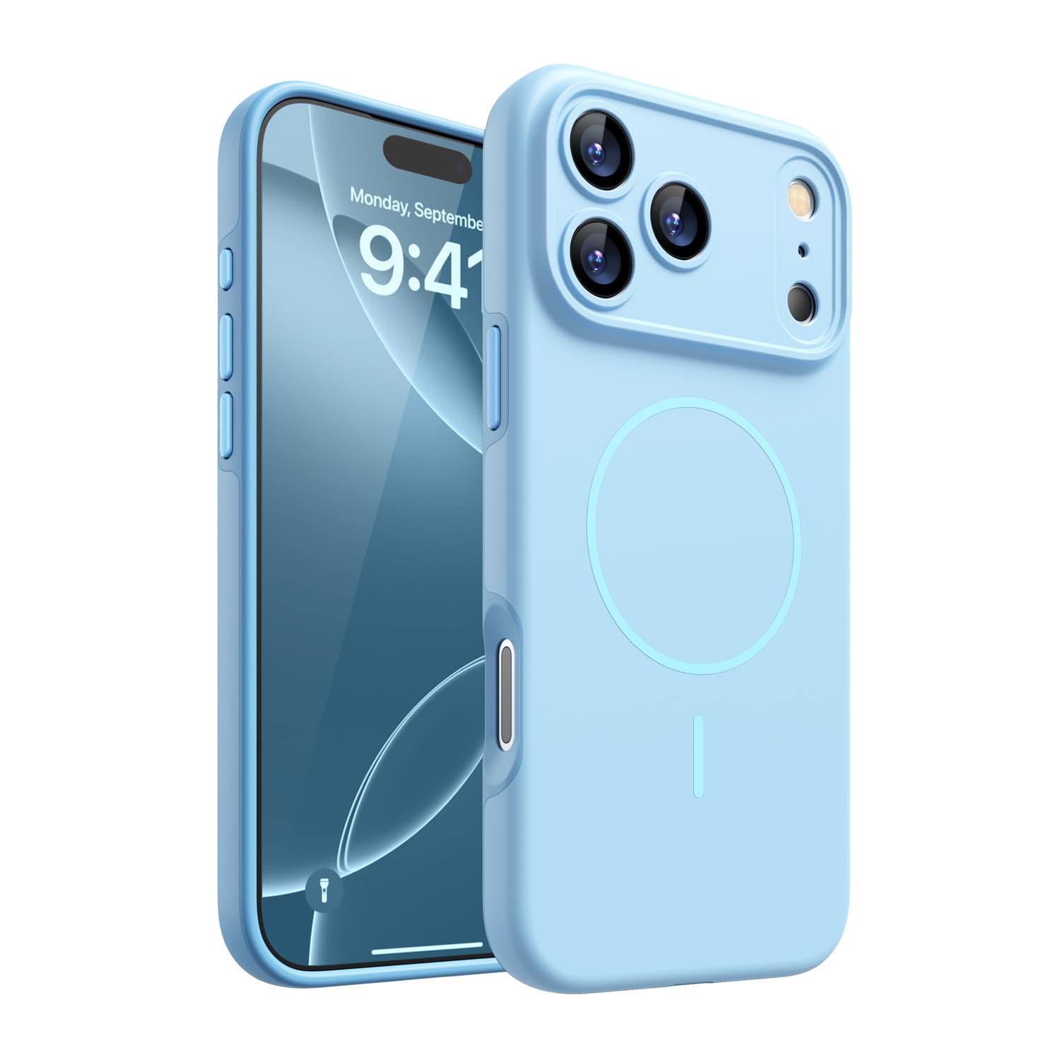 Magnetic for iPhone 17 Pro Case, [Matte Solid Color] [Full Camera Protection] Protective Case for iPhone 17 Pro - Light Blue