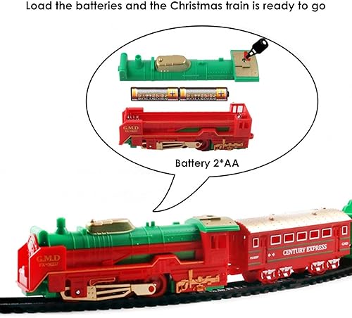 Miniatura 5 de Juego de tren de Navidad con luces para debajo del árbol, tren de vacaciones alrededor del árbol de Navidad, juego de tren eléctrico a pilas con