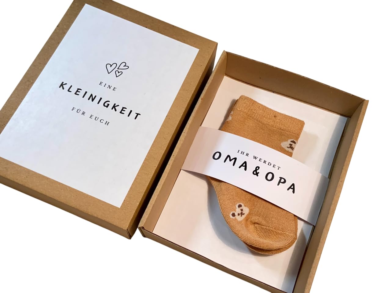 Schwangerschaft verkünden | Du wirst Oma | Du wirst Opa | Ihr werdet Oma & Opa | Baby Verkündung | Ihr werdet Oma und Opa mit Babysocken | Überraschung Baby | Braun mit Bären