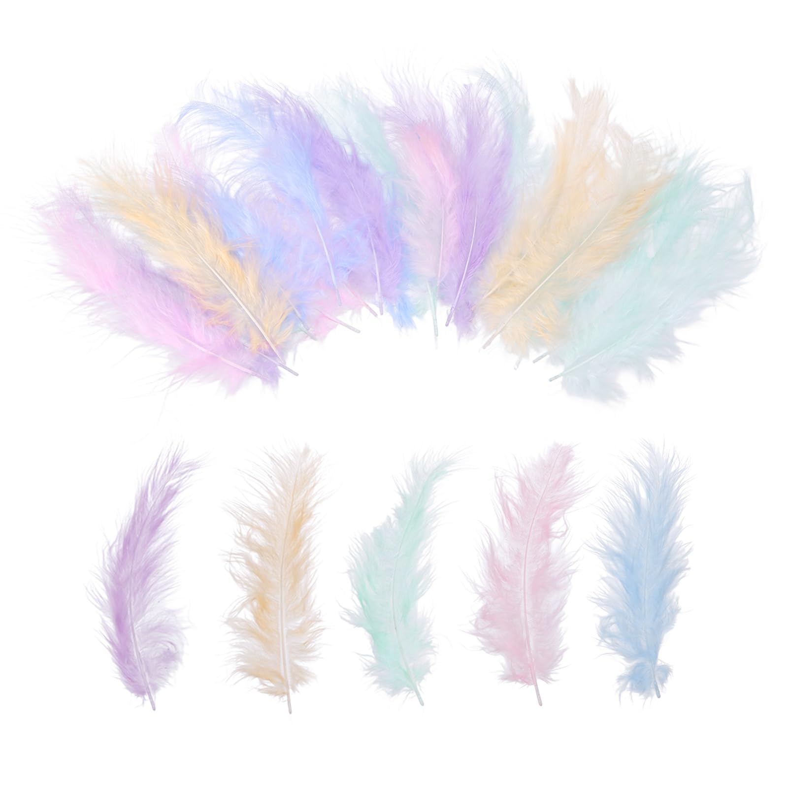 PATIKIL 100 Pack Plumes De Dinde Marabou Duveteuses,4-6 Inches Couleurs Pastel Plumes Naturelles De Dinde Pour Création Attrape-Rêves Frange Garniture Montage De Mouches Décoration De Fête