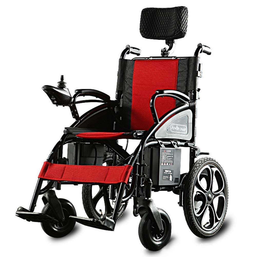 MU Heavy Sedie a Rotelle Elettrica, Sedie a Rotelle Elettriche Pieghevole e Luce, 360; con Porta Usb Di Ricarica Joystick, Peso 100Kg