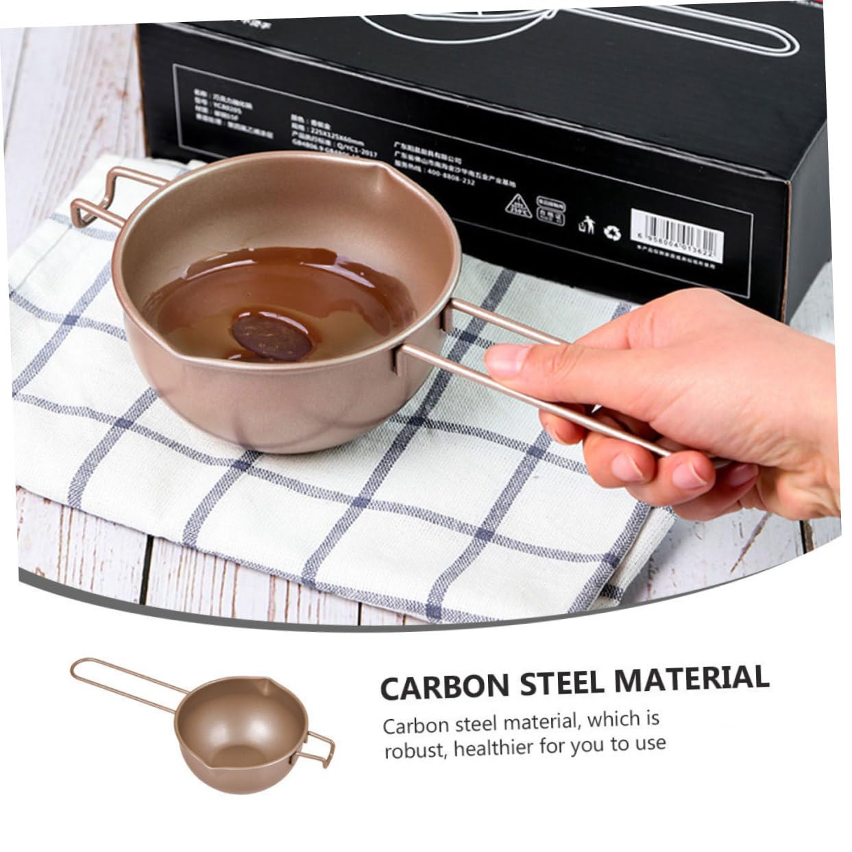 FUNOMOCYA 1pc Carbon Steel Chocolate Melting Pot for Butter Kitchen Supplies for Homemade Treats Compact Design for Easy Use Home Restaurants and Shops