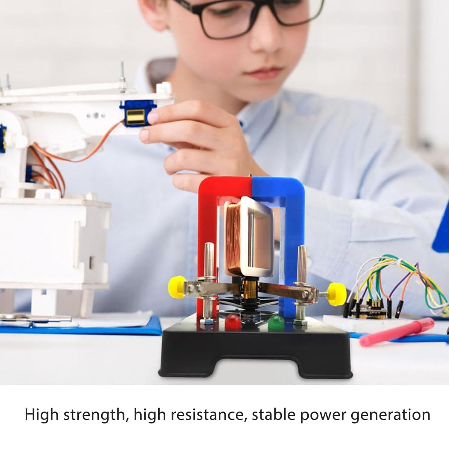 Generatore a manovella, strumento educativo a induzione elettromagnetica, generatore elettrico DC per dimostrazioni di fisica