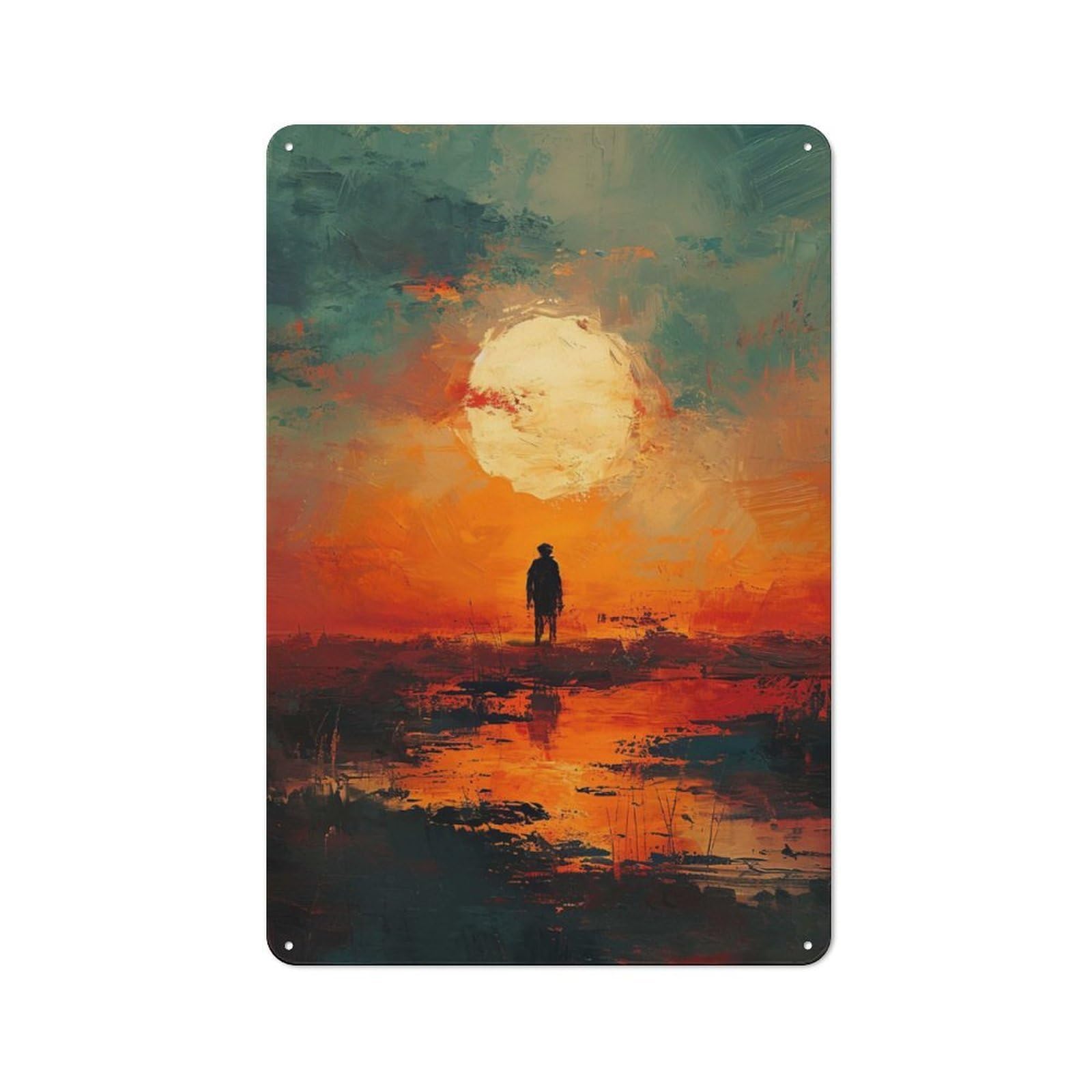 For Hobby Room Or Studio, Sunrise Sentinel Rustic Metal Sign 30x20cm, for Creative Interior Collectors Refreshing A Room in Autumn