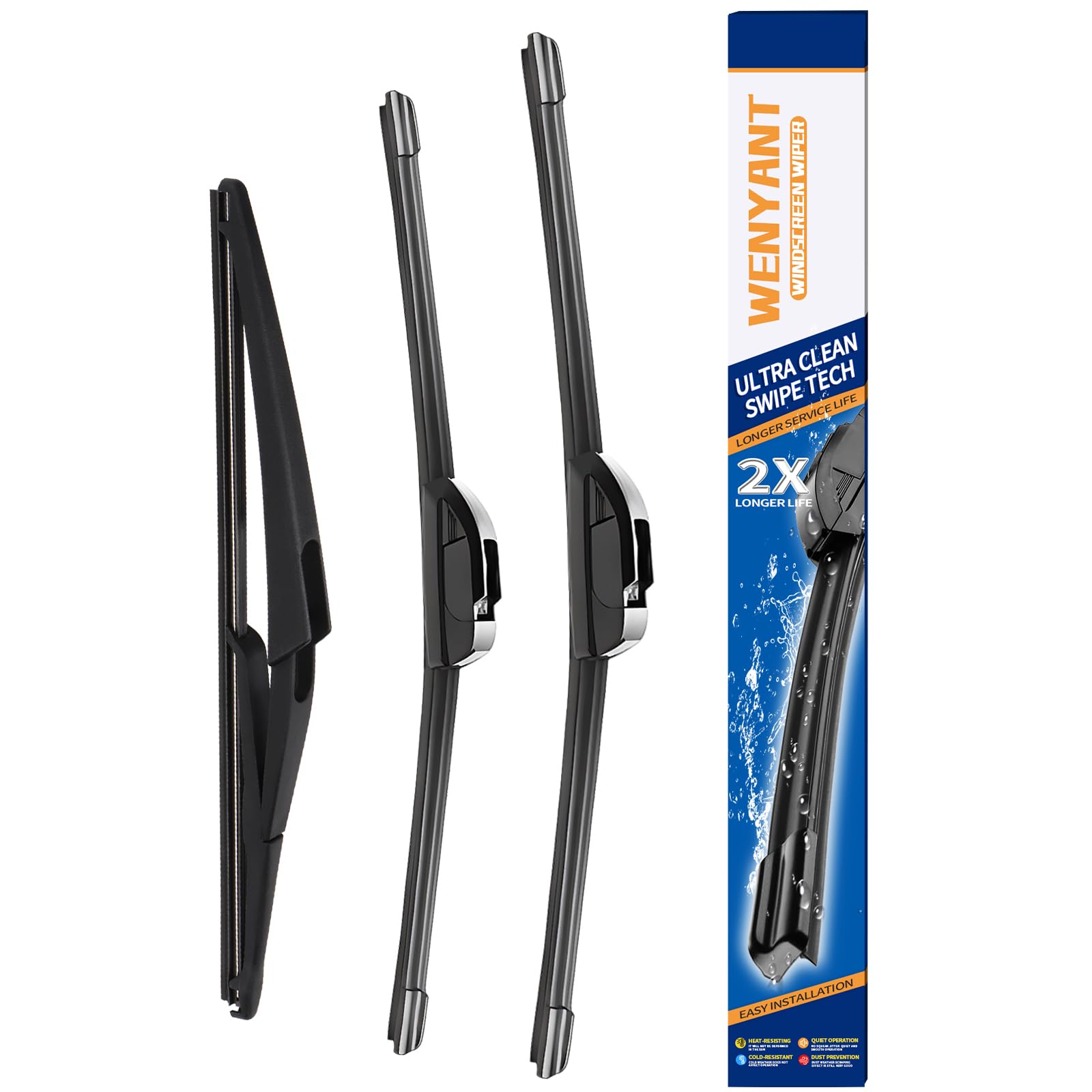 Wenyant Windshield Wiper Blades for My Car Original Equipment Automotive Replacement Compatible with Subaru Crosstrek Impreza 2018~2021 Front and Rear Wiper Blades Set - 26"/16"/12"(Set of 3) — view 26