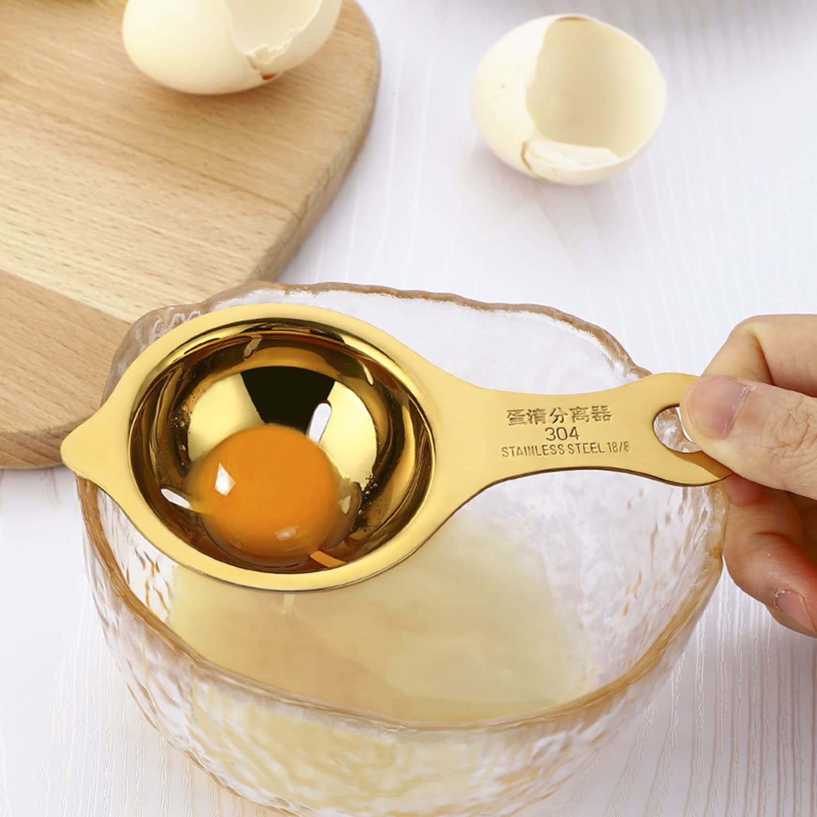 Separatore per tuorlo d'uovo in acciaio inox con manico lungo, facile