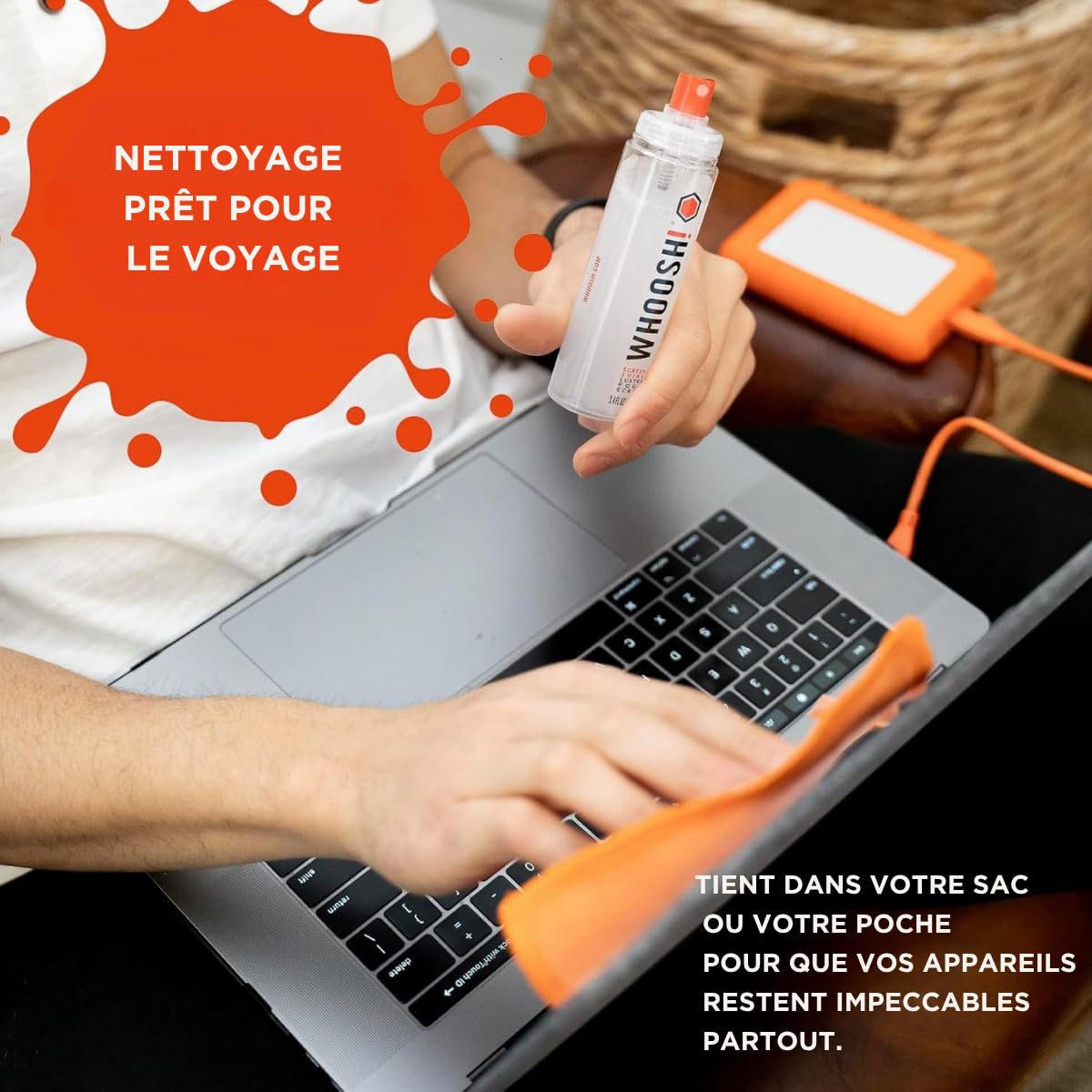 WHOOSH! Spray nettoyant écran et lingettes, Lot de 2, 100 et 8 ml